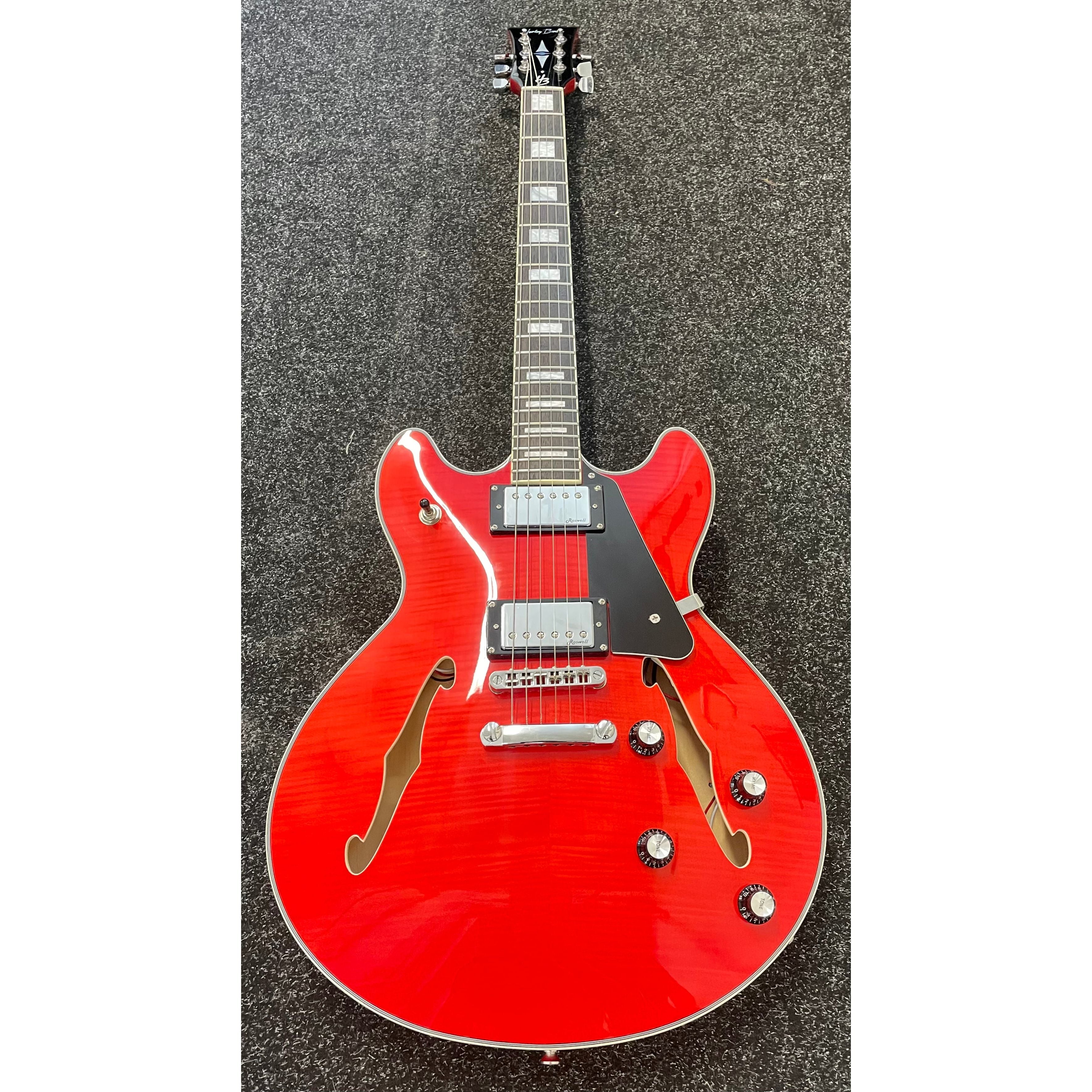 Harley Benton HB35 Plus Hollowbody Electric Guitar in Cherry with Hardcase Pre-Owned