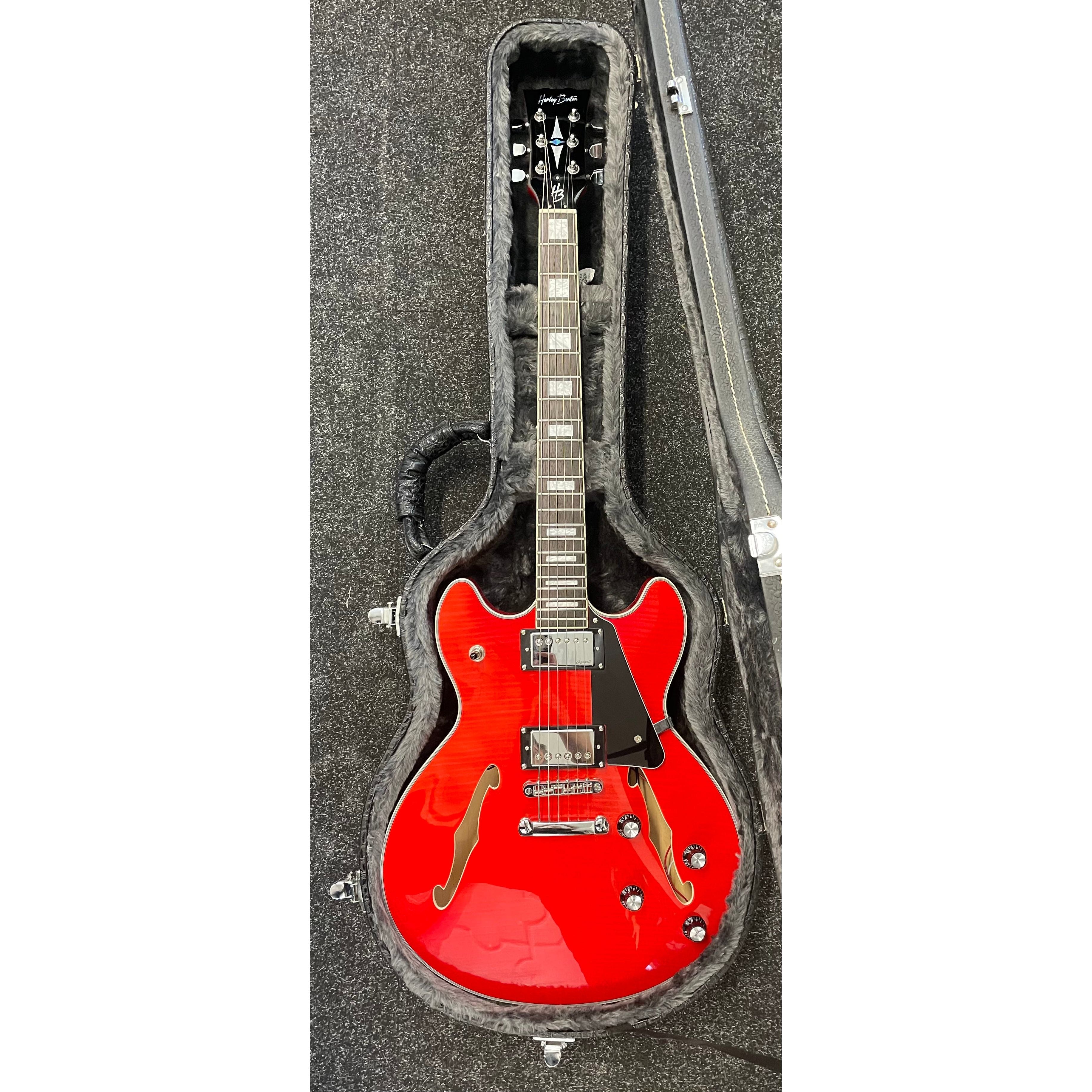 Harley Benton HB35 Plus Hollowbody Electric Guitar in Cherry with Hardcase Pre-Owned