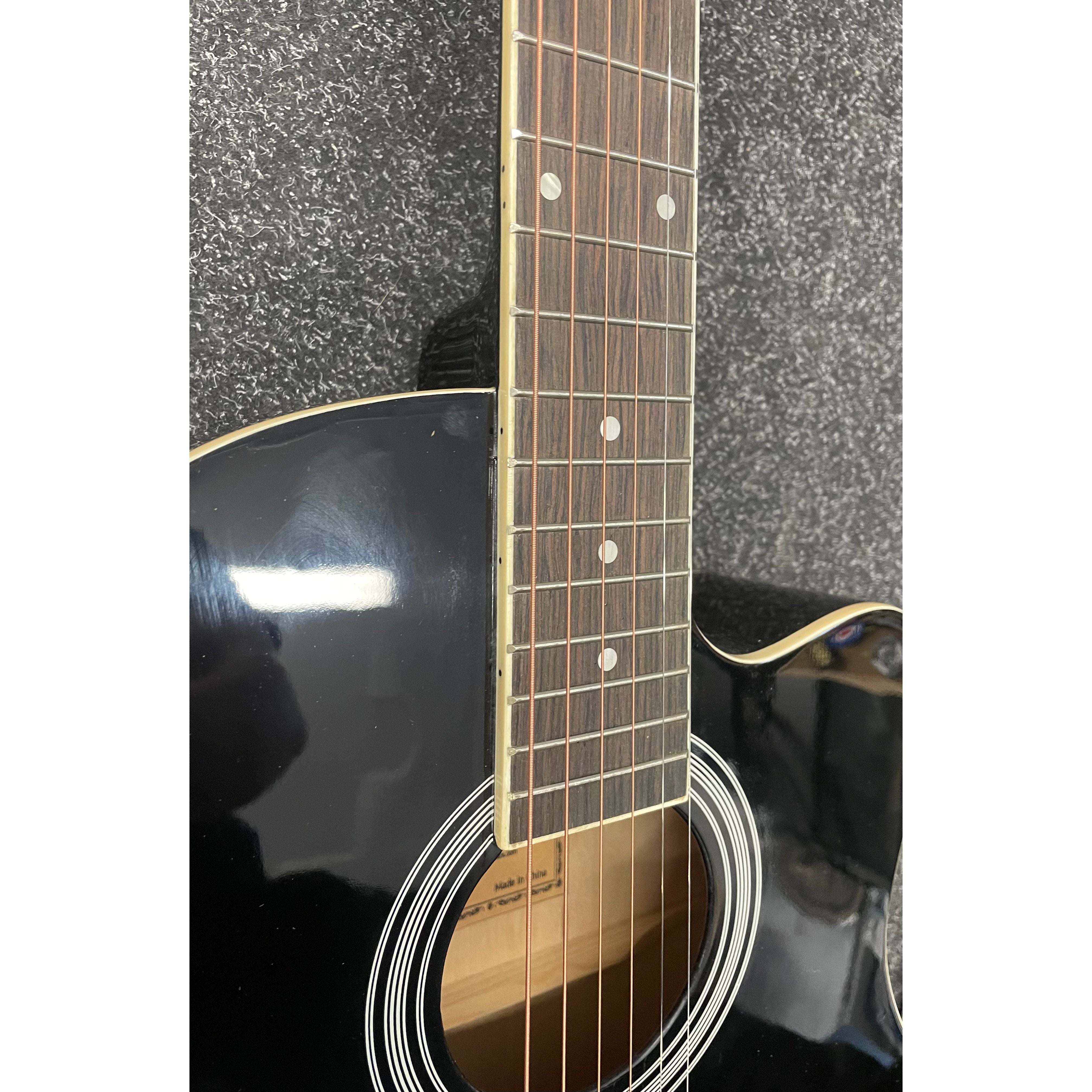 Blue Moon GR52007K Acoustic Guitar with Cutaway in Gloss Black Pre-Owned
