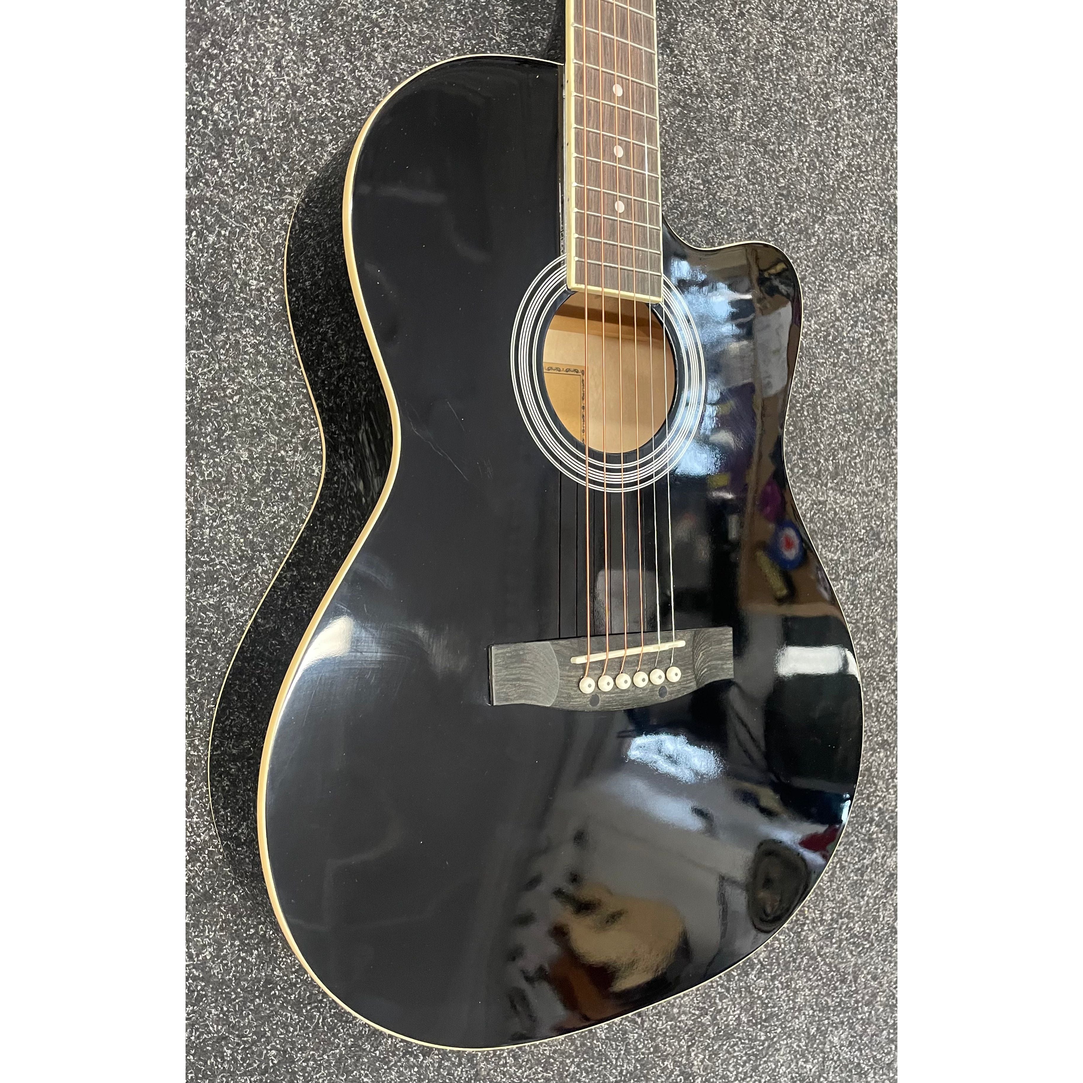 Blue Moon GR52007K Acoustic Guitar with Cutaway in Gloss Black Pre-Owned