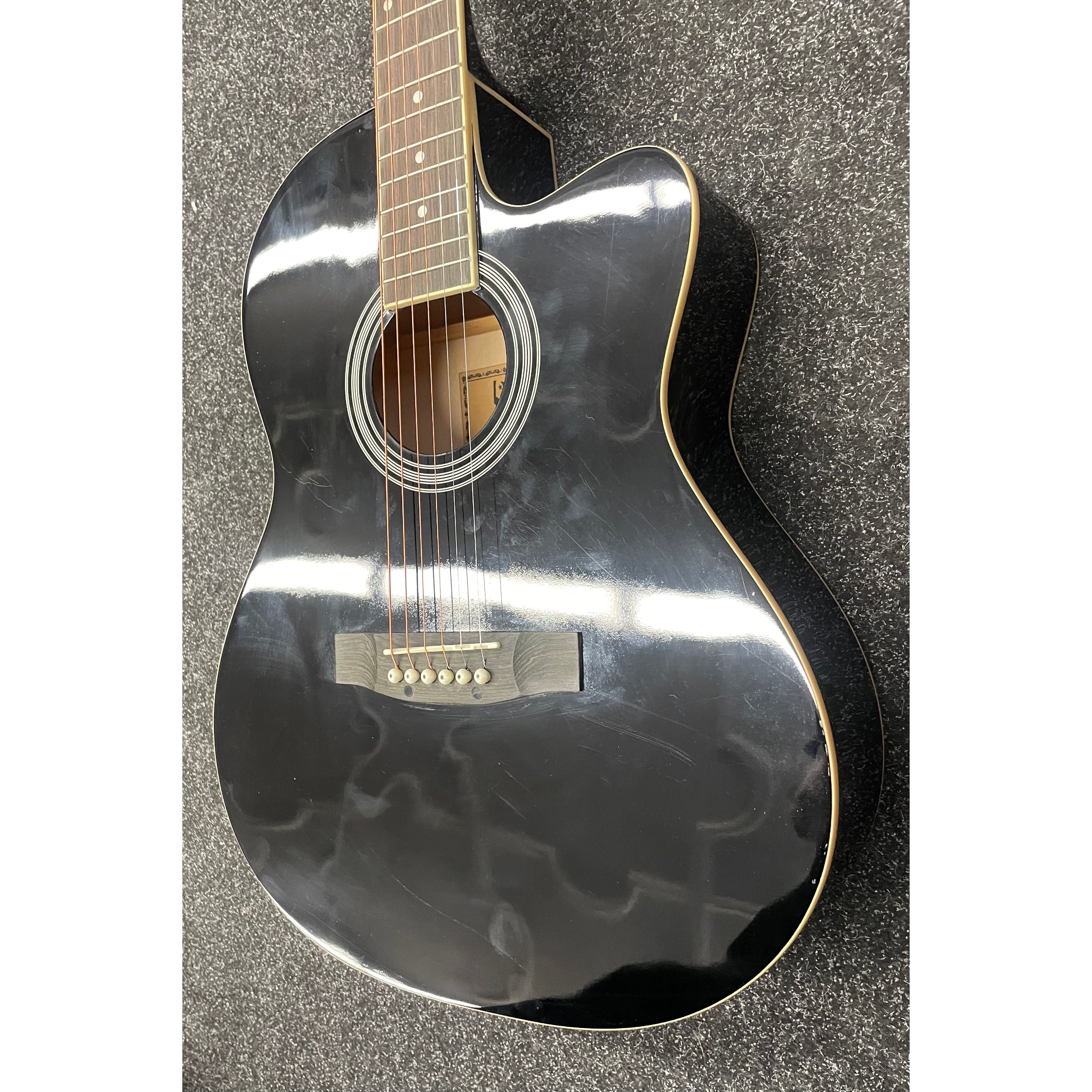 Blue Moon GR52007K Acoustic Guitar with Cutaway in Gloss Black Pre-Owned