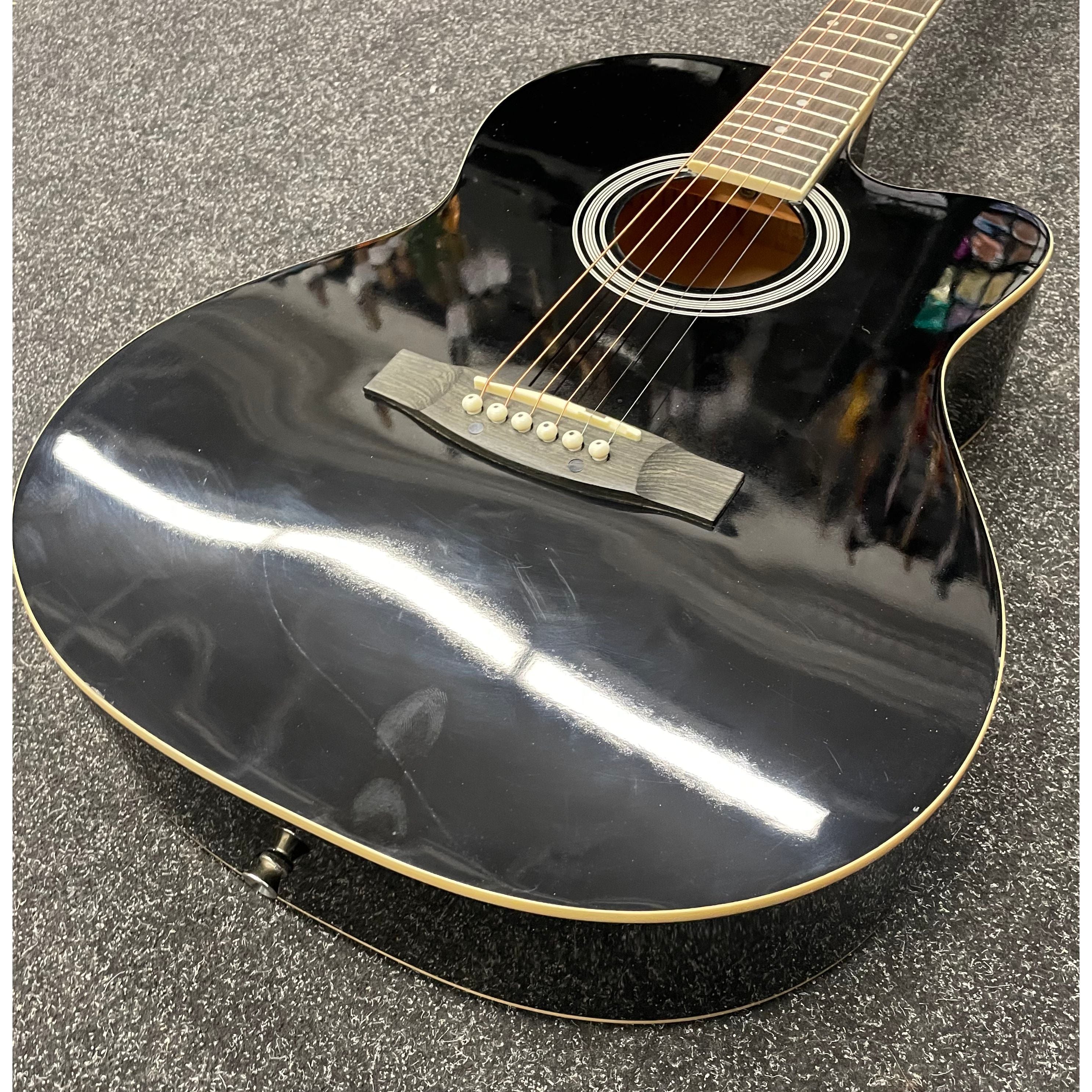 Blue Moon GR52007K Acoustic Guitar with Cutaway in Gloss Black Pre-Owned