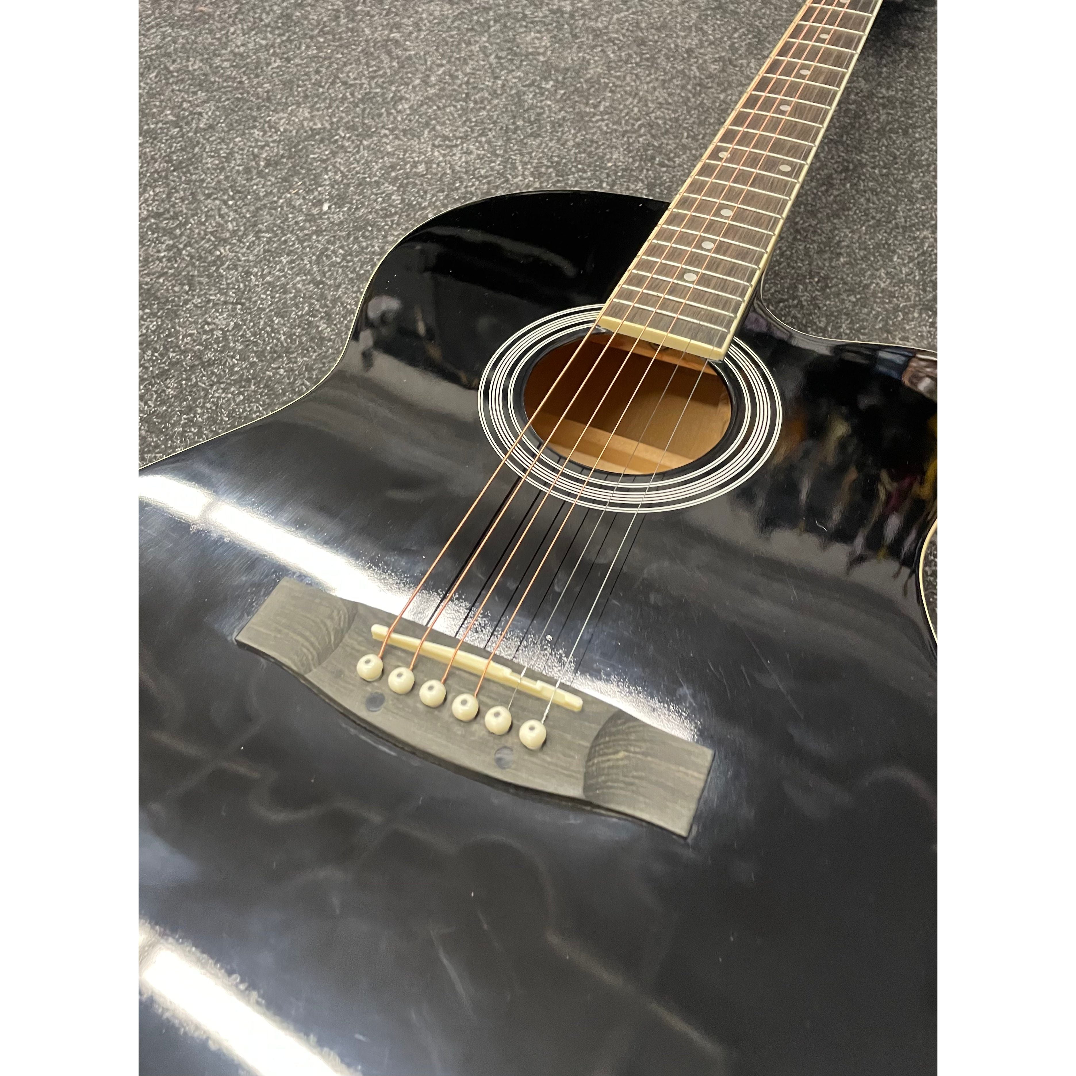Blue Moon GR52007K Acoustic Guitar with Cutaway in Gloss Black Pre-Owned