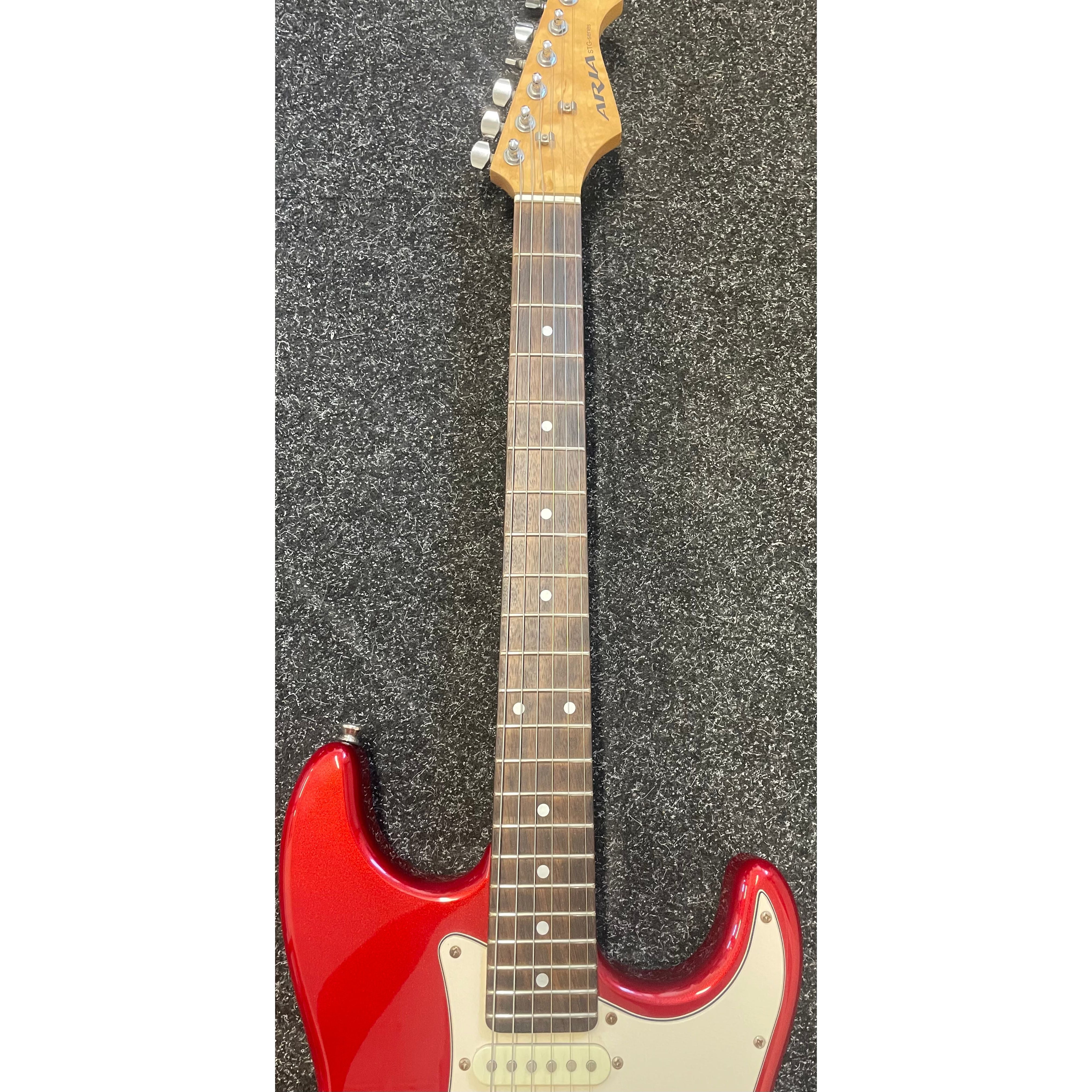Aria STG Series S-Style Electric Guitar in Candy Apple Red with Gigbag Pre-Owned