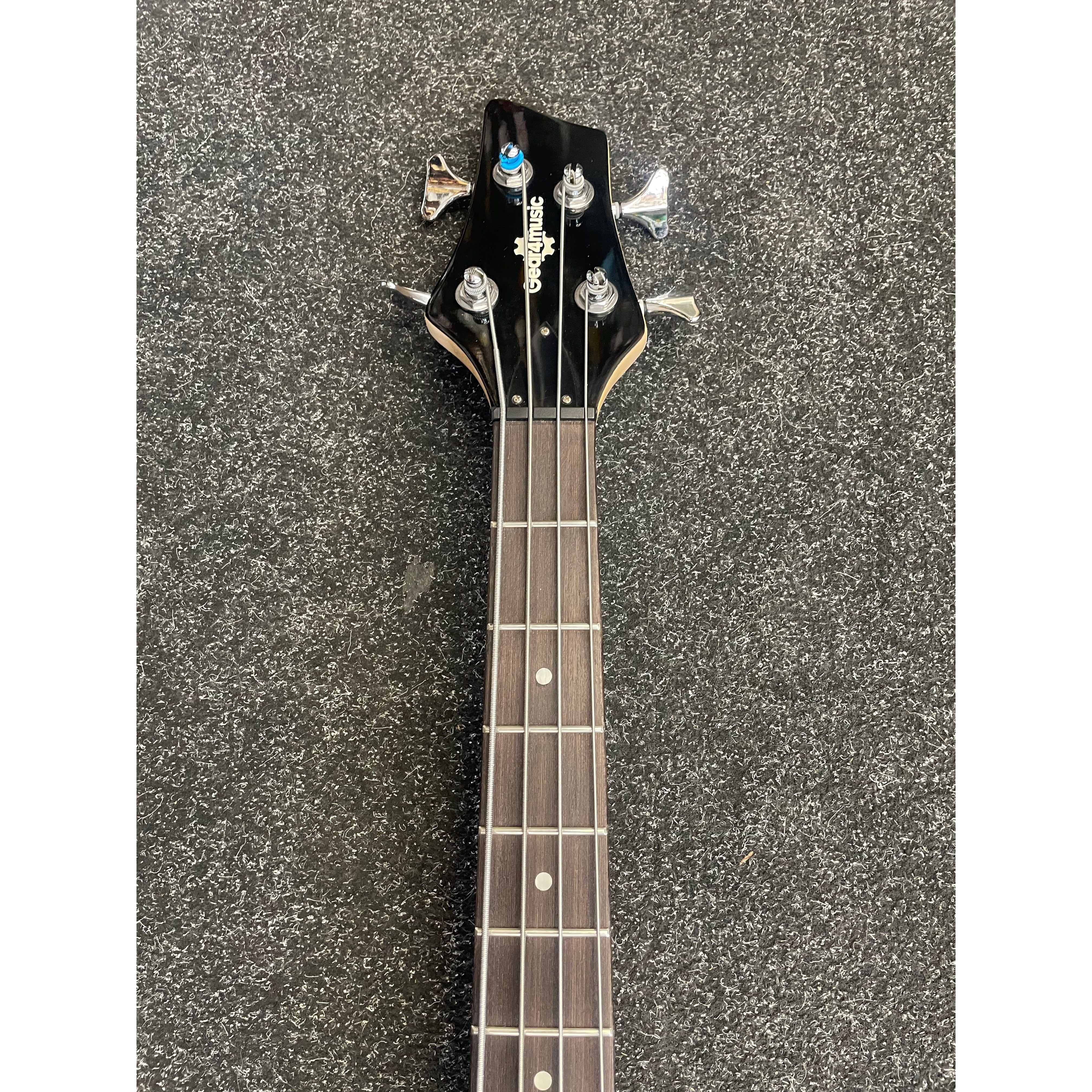 Gear4Music Chicago Short Scale 3/4 PJ Bass Guitar in Gloss Black Pre-Owned