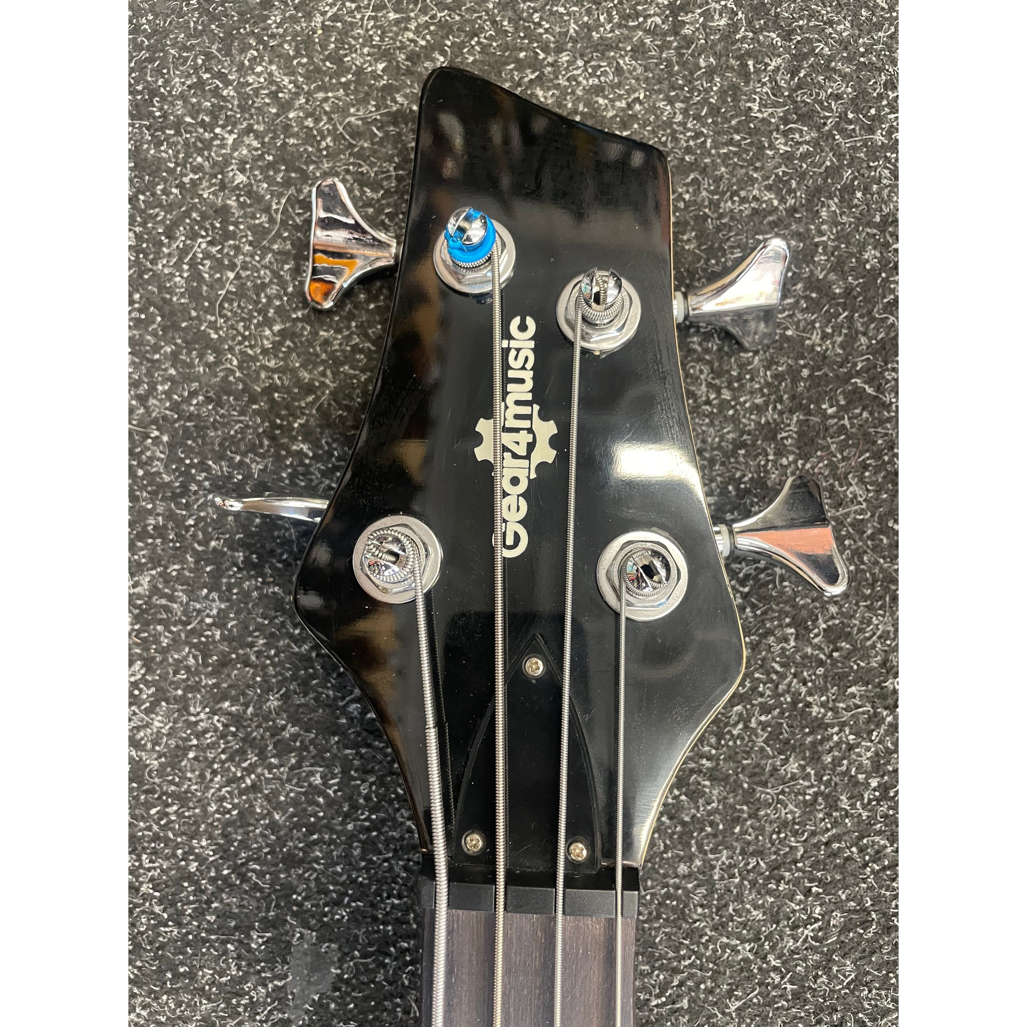 Gear4Music Chicago Short Scale 3/4 PJ Bass Guitar in Gloss Black Pre-Owned