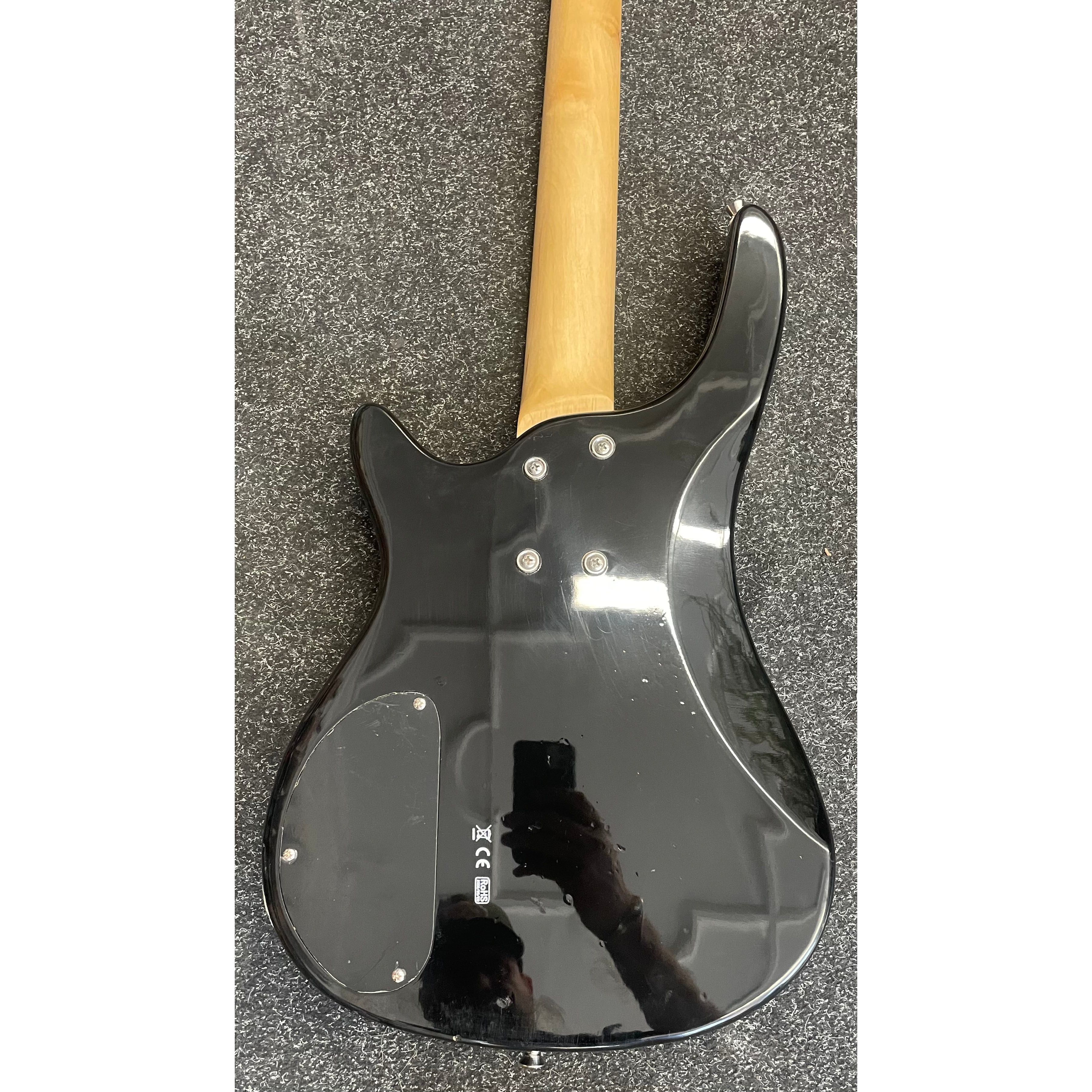 Gear4Music Chicago Short Scale 3/4 PJ Bass Guitar in Gloss Black Pre-Owned