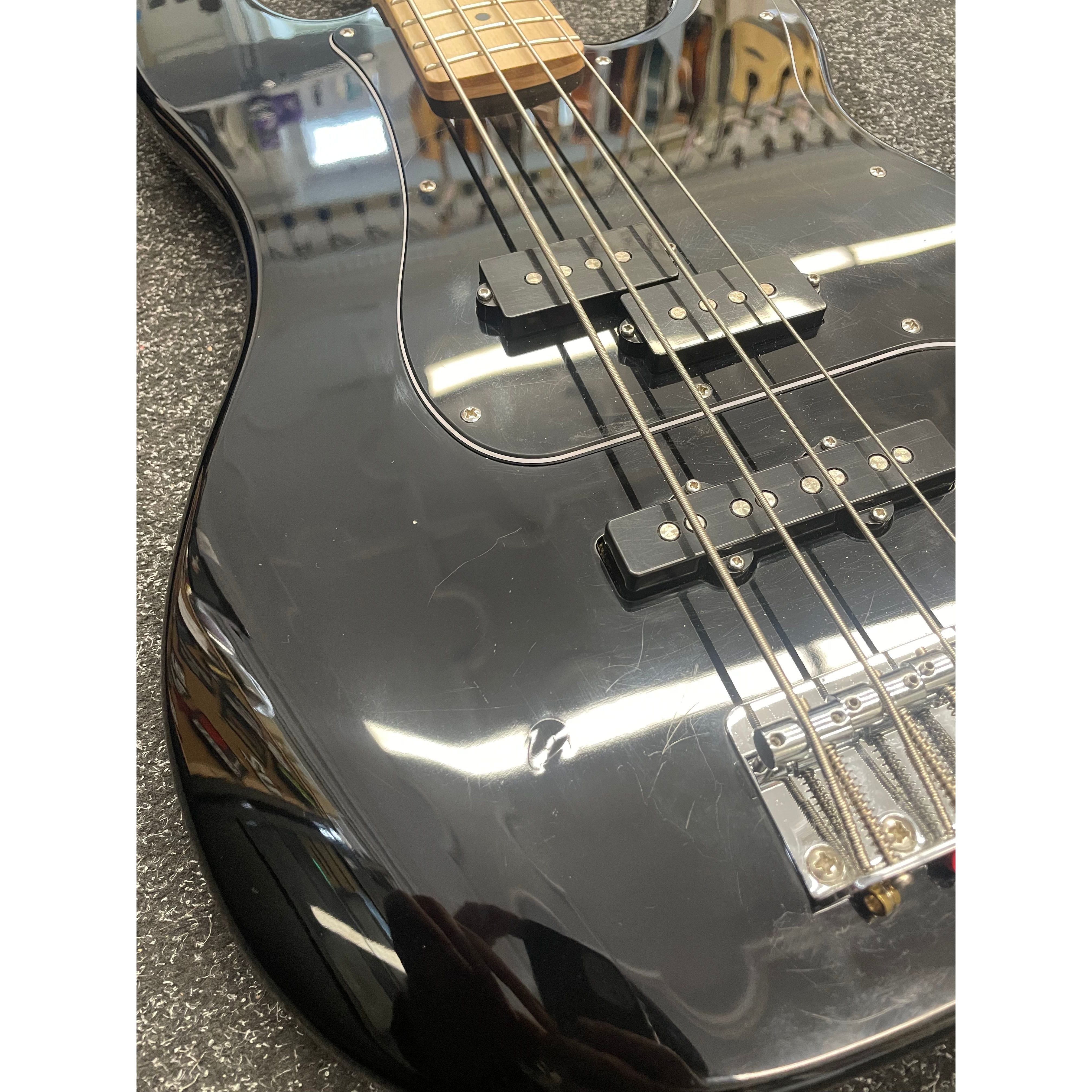 Squier Affinity Series Precision Bass Guitar with PJ Pickup Configuration in Gloss Black Pre-Owned