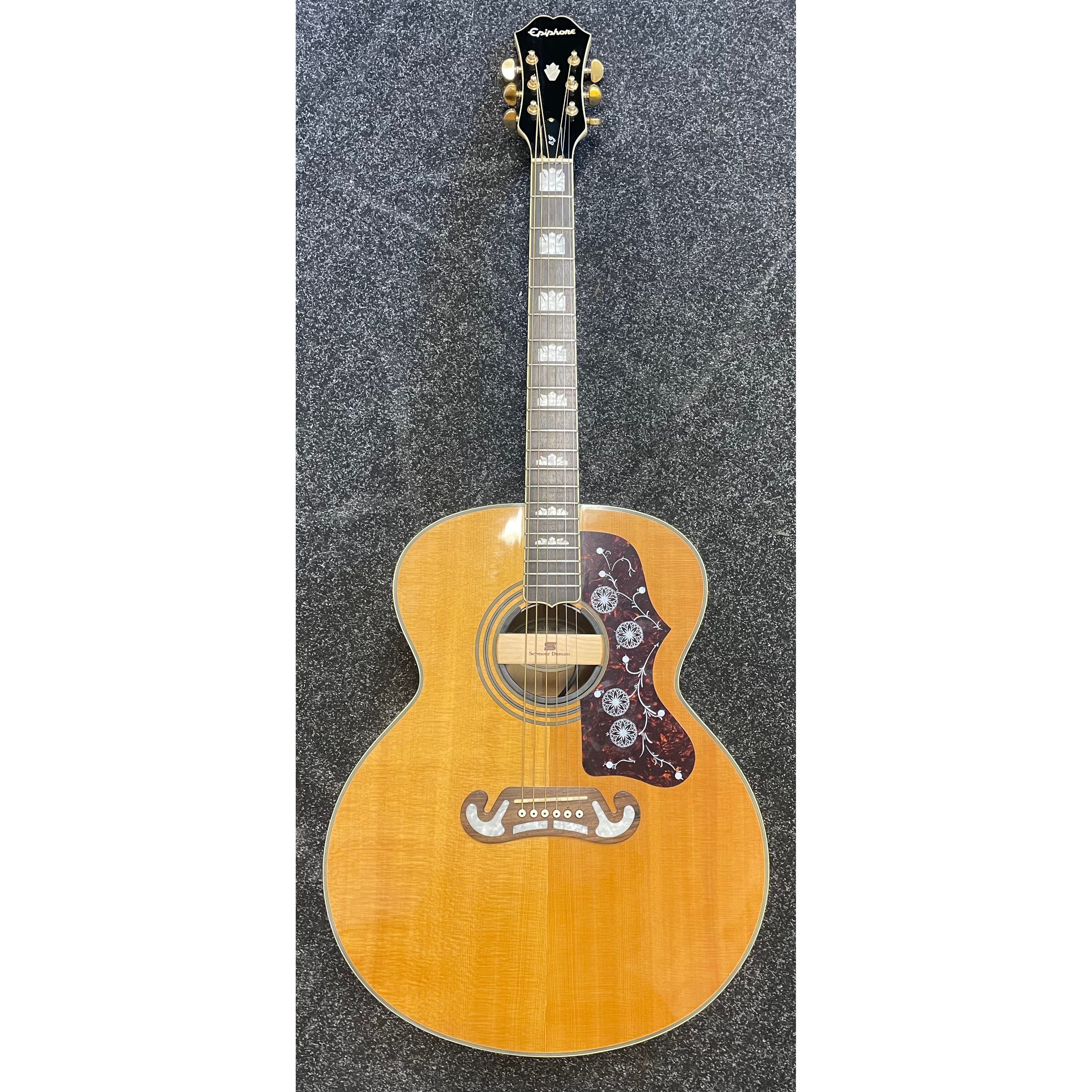 Epiphone EJ-200N Jumbo Acoustic Guitar Modified with Seymour Duncan Mounted Pickup with Hardcase Pre-Owned