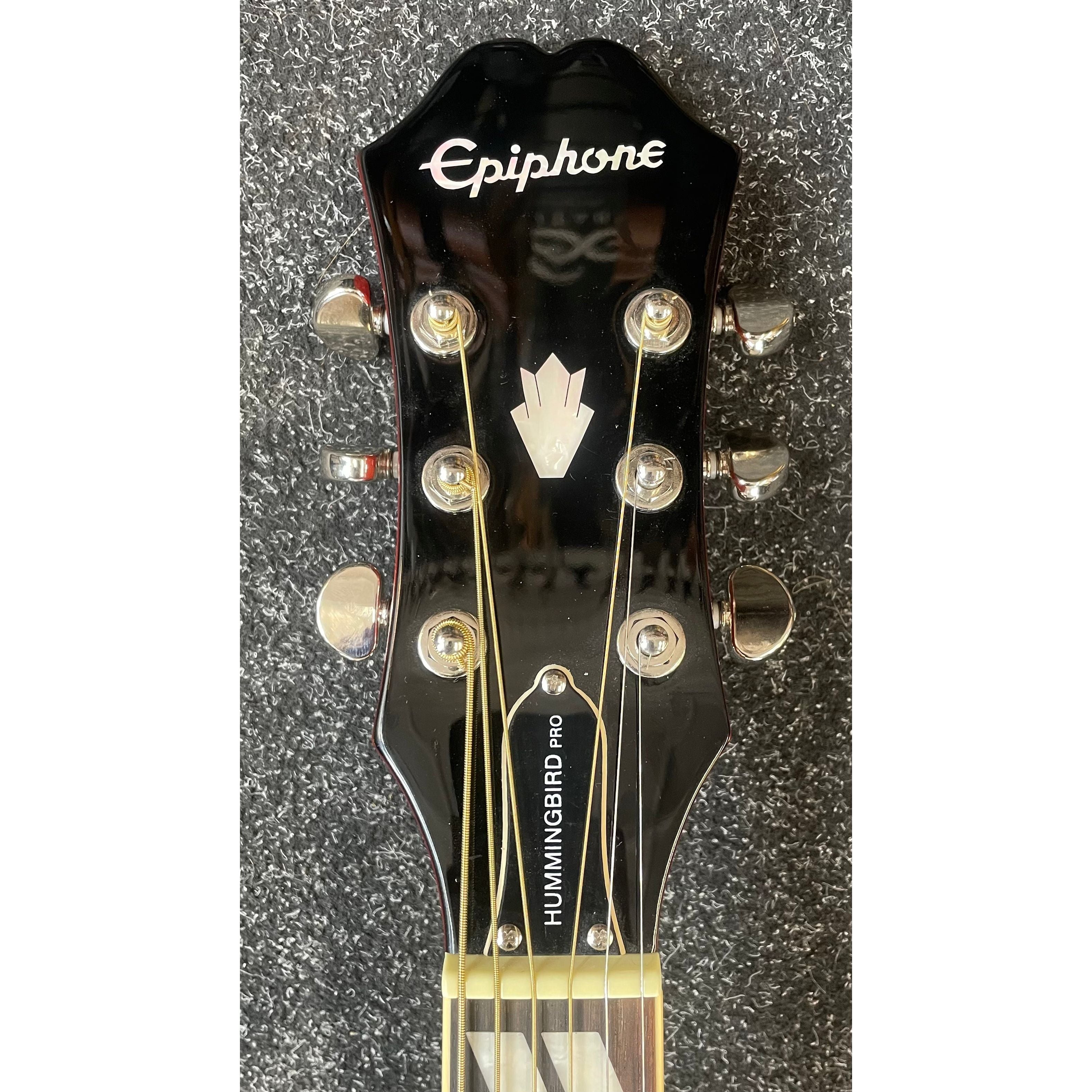 Epiphone Hummingbird Pro Electro Acoustic Dreadnought Guitar in Faded Cherry with Gigbag Pre-Owned