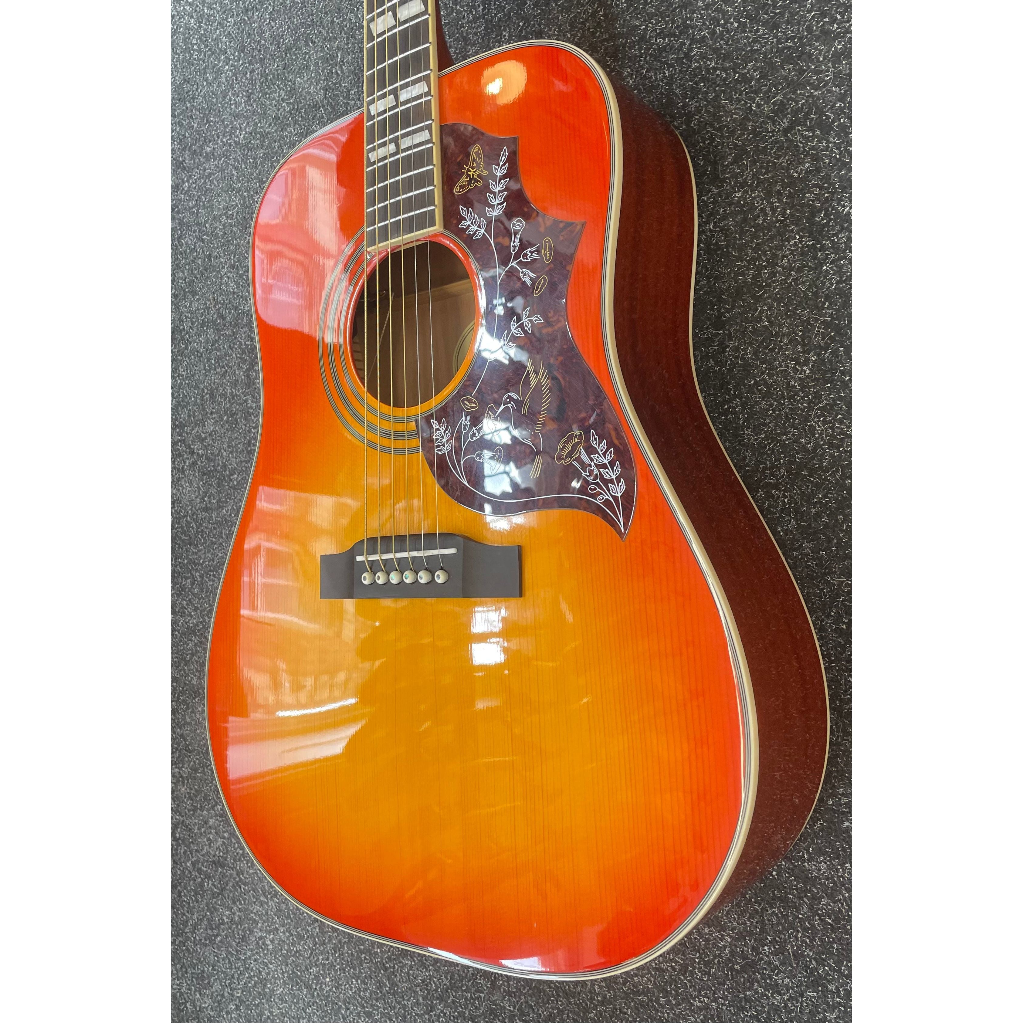 Epiphone Hummingbird Pro Electro Acoustic Dreadnought Guitar in Faded Cherry with Gigbag Pre-Owned