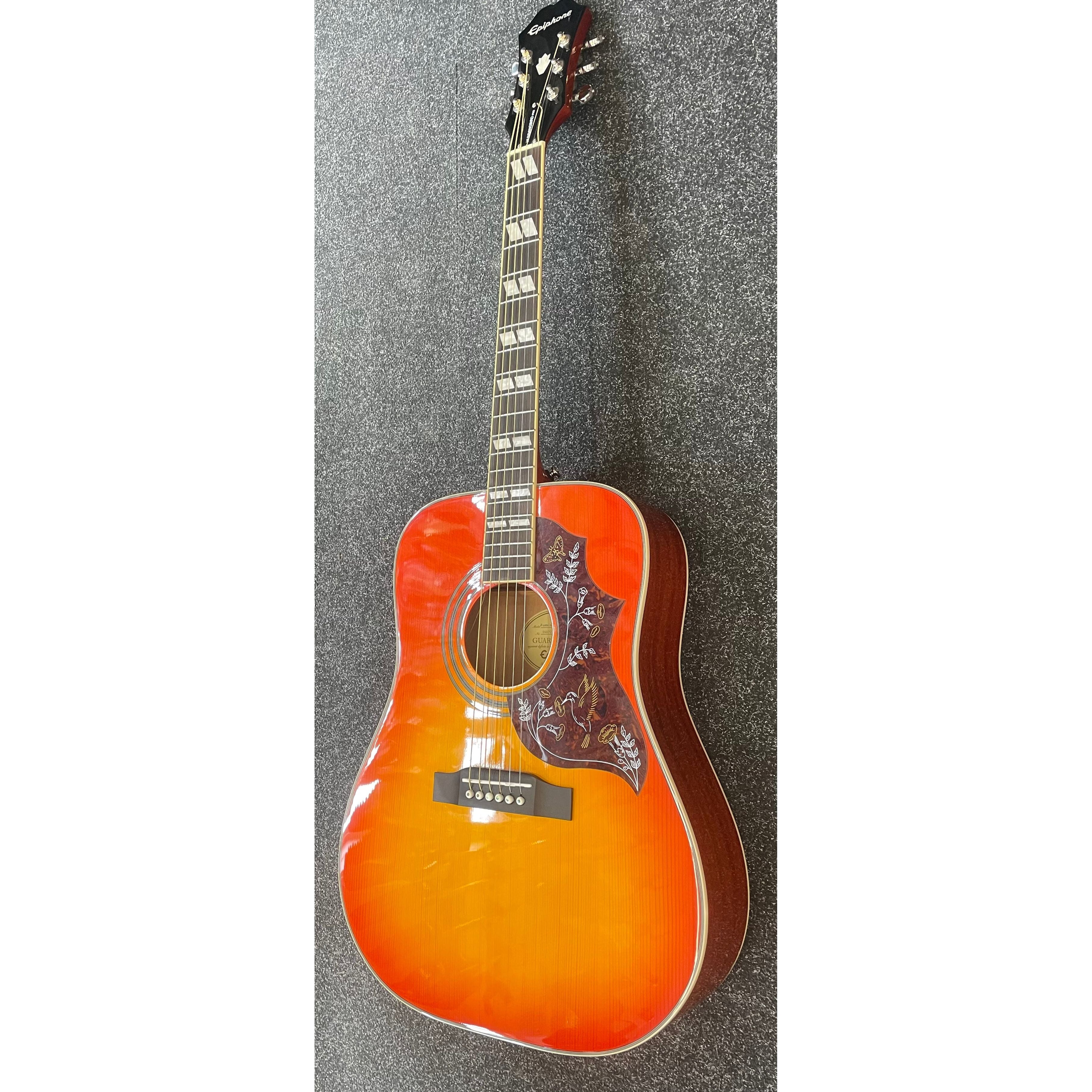 Epiphone Hummingbird Pro Electro Acoustic Dreadnought Guitar in Faded Cherry with Gigbag Pre-Owned