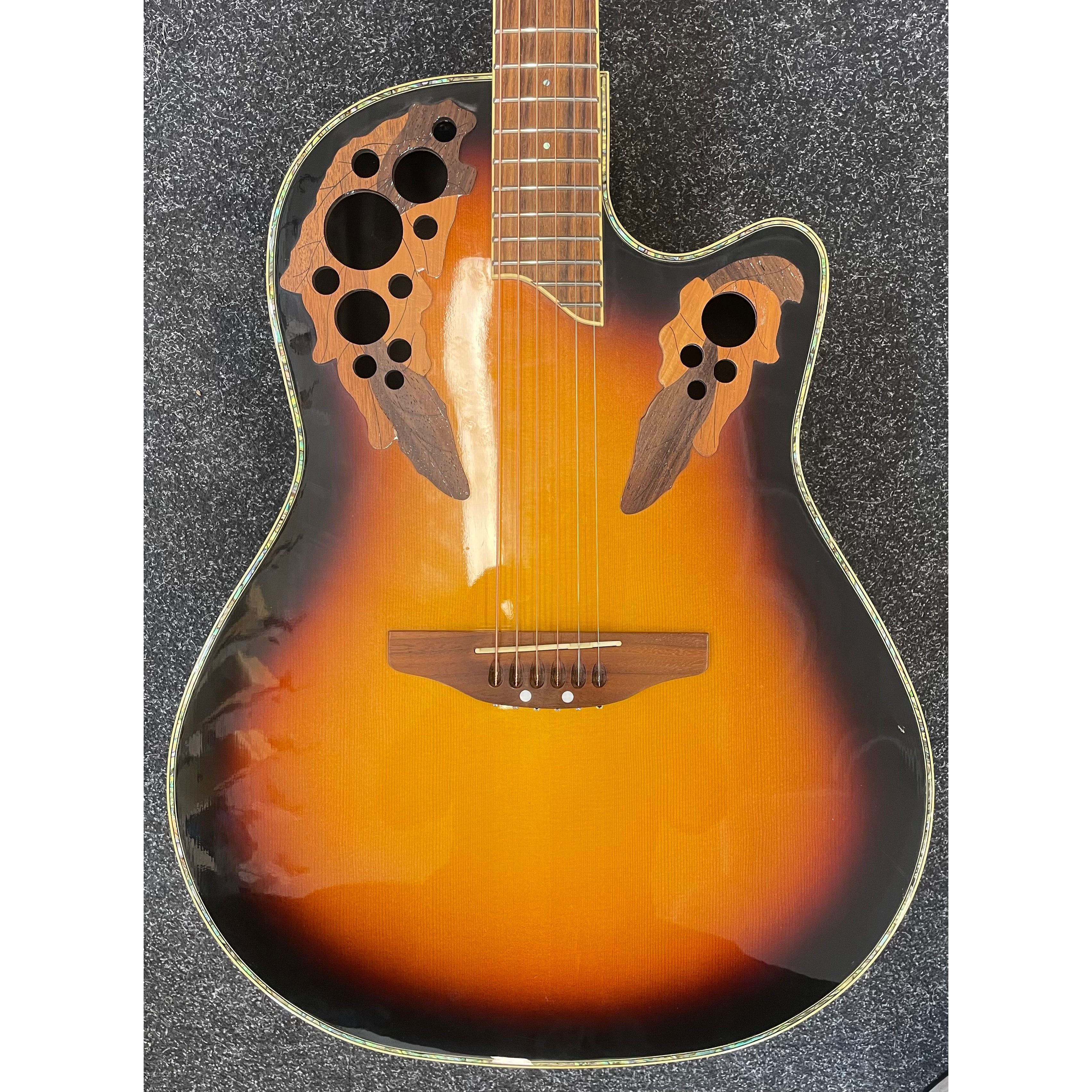 Ovation Celebrity Deluxe Electro Acoustic Guitar in Sunburst with Styrofoam Case Pre-Owned