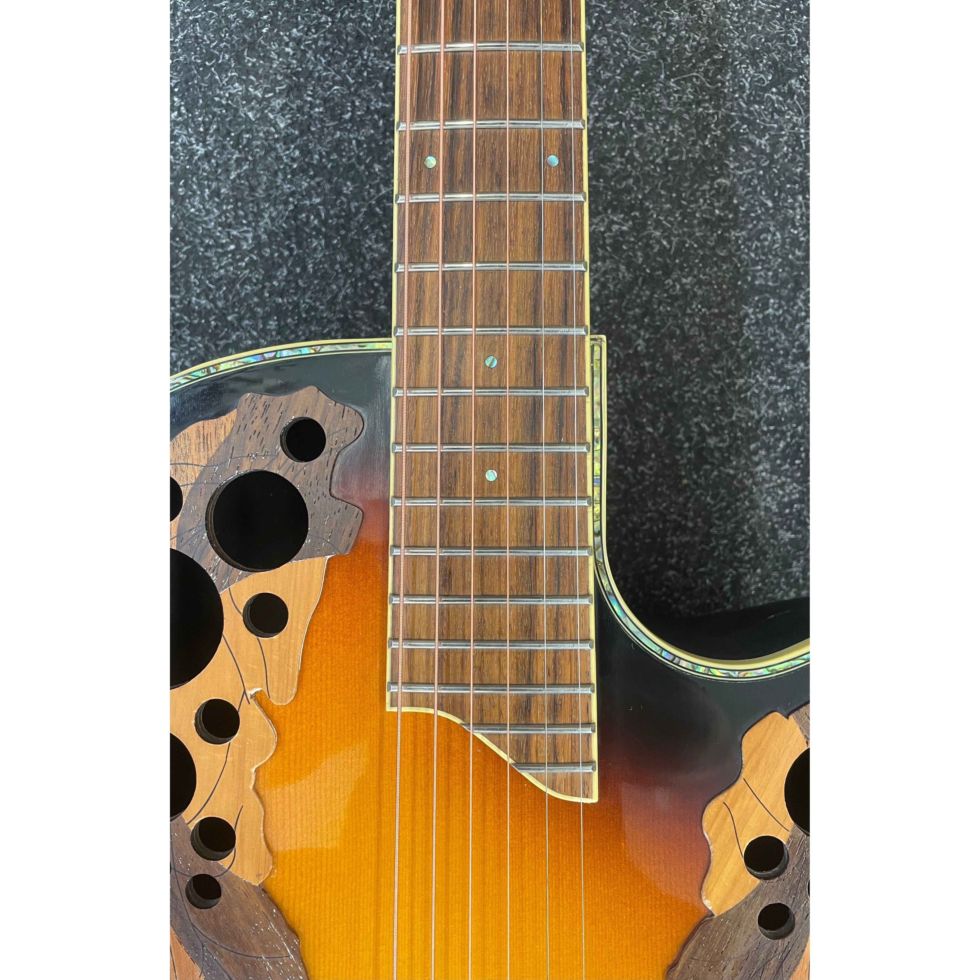 Ovation Celebrity Deluxe Electro Acoustic Guitar in Sunburst with Styrofoam Case Pre-Owned