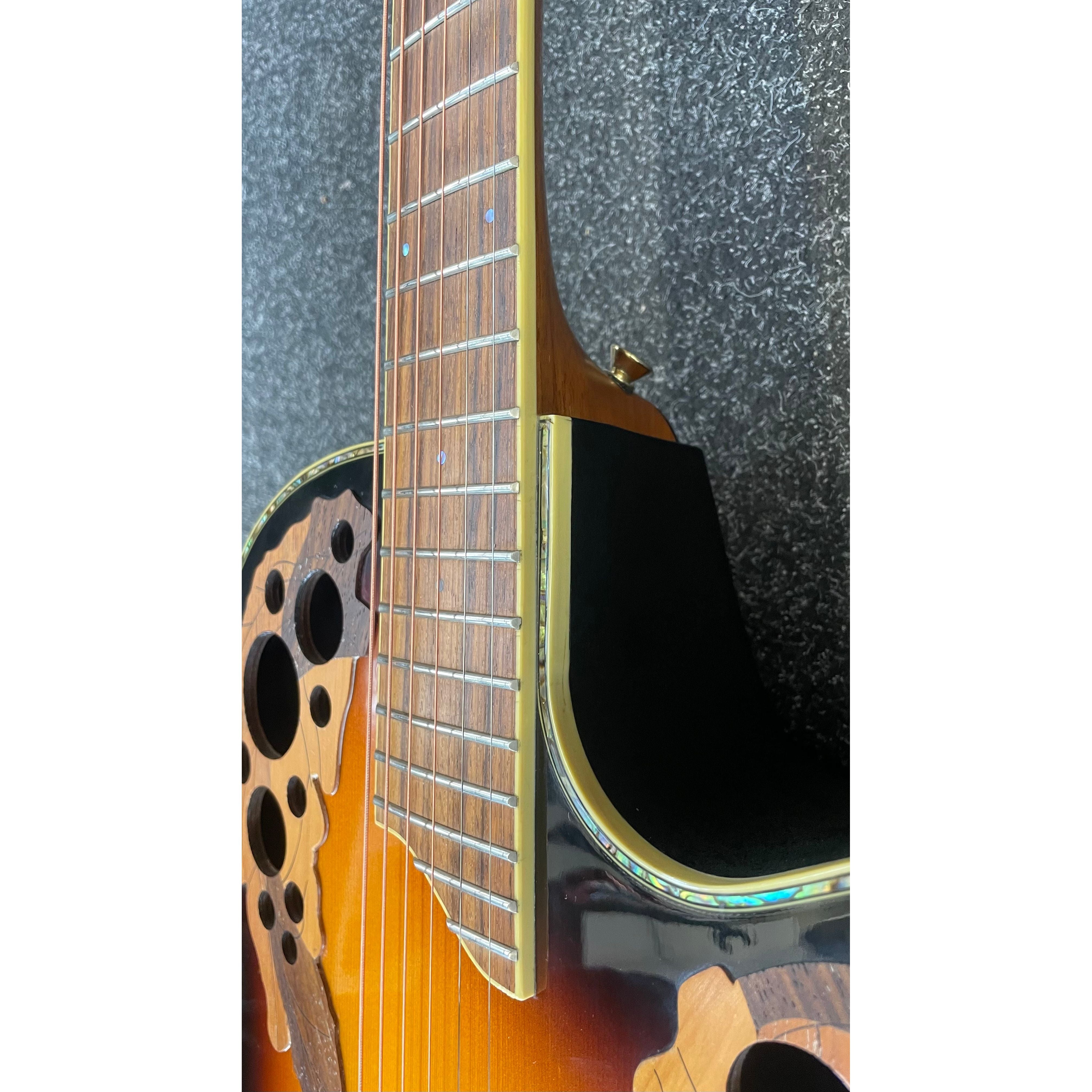 Ovation Celebrity Deluxe Electro Acoustic Guitar in Sunburst with Styrofoam Case Pre-Owned