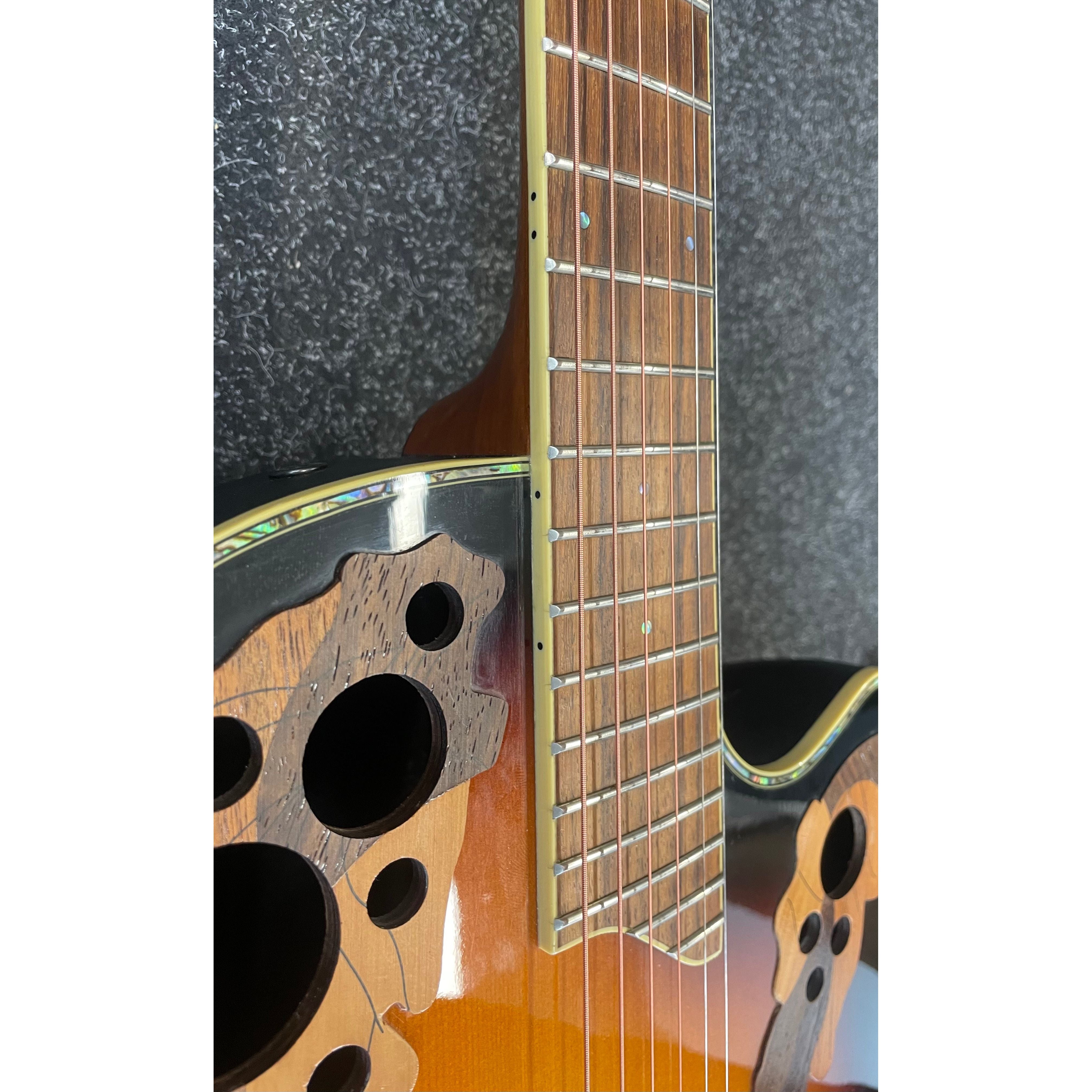 Ovation Celebrity Deluxe Electro Acoustic Guitar in Sunburst with Styrofoam Case Pre-Owned