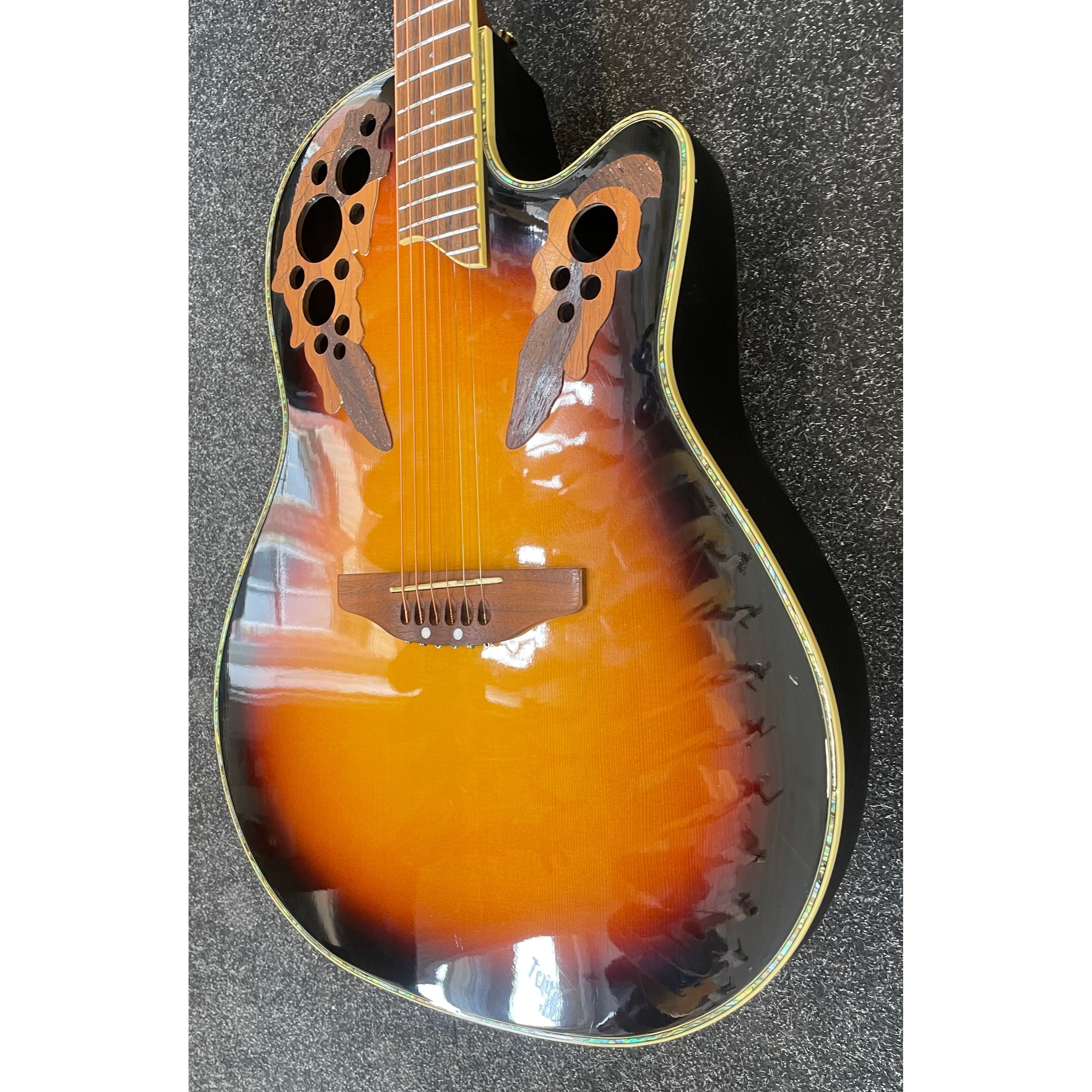 Ovation Celebrity Deluxe Electro Acoustic Guitar in Sunburst with Styrofoam Case Pre-Owned