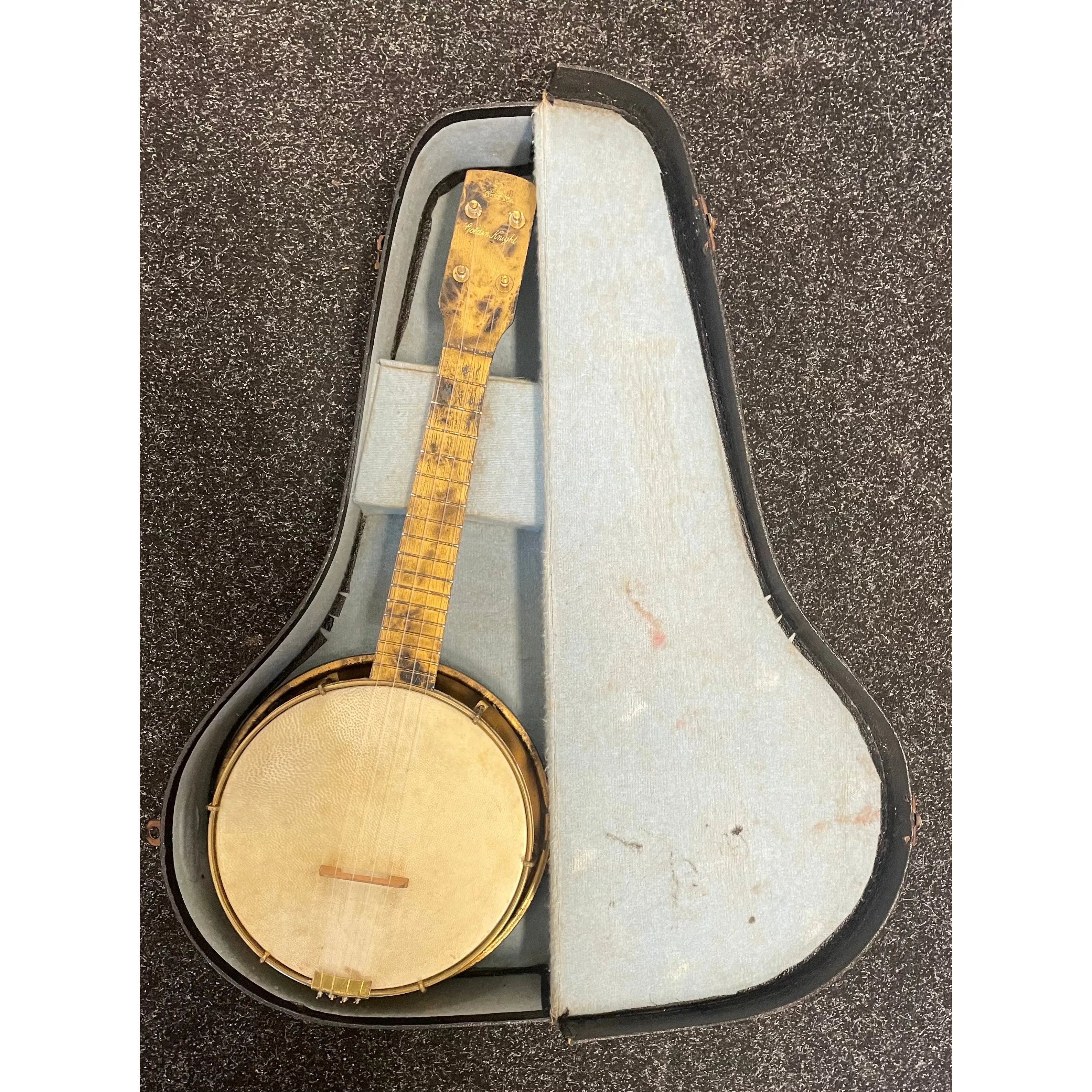 Golden Knight Banjolele, Made by Francis, Day & Hunter (FDH Ltd), Made in Britain in Gold and Black Liqueur finish with Carry Case, Est. 1920/30s Pre-Owned