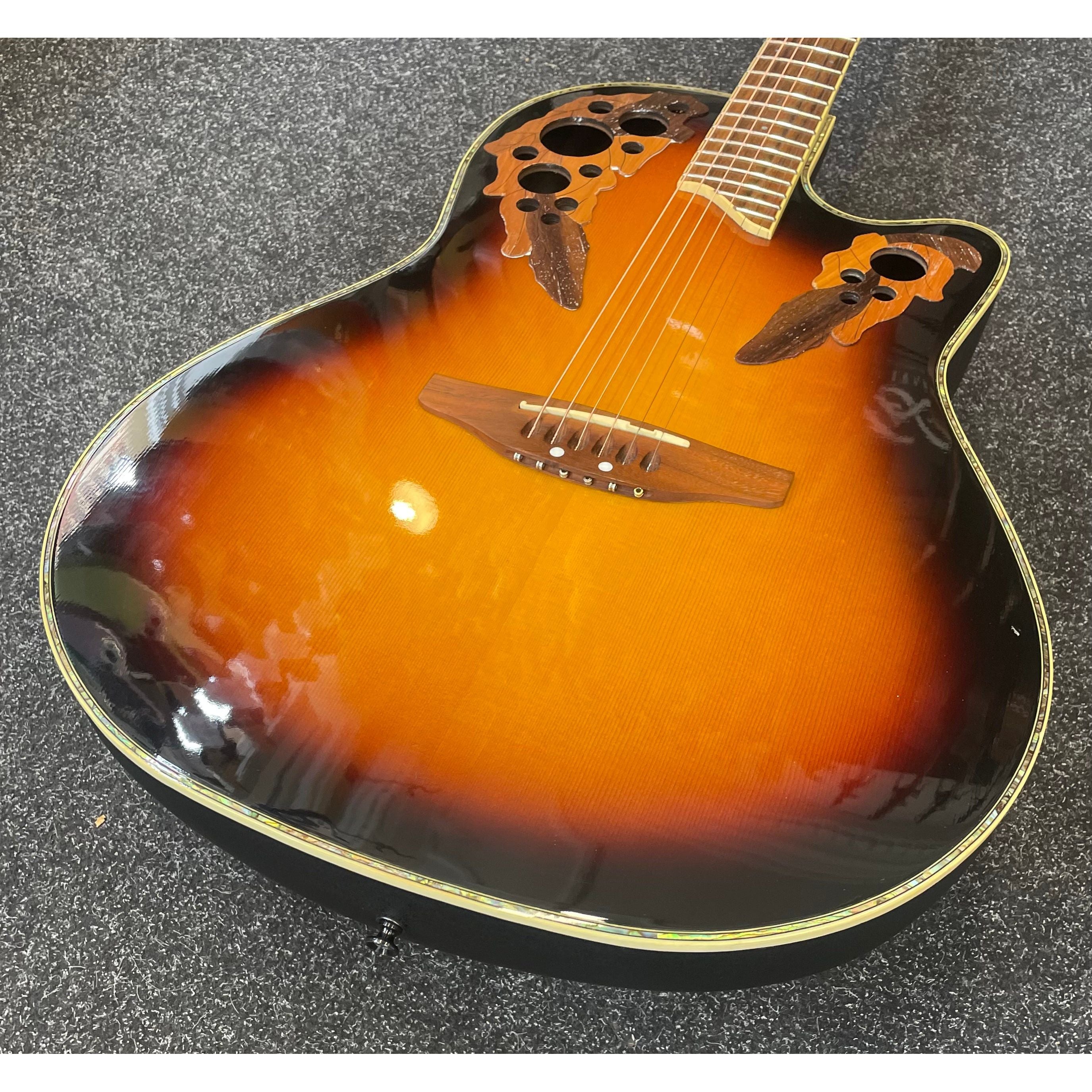 Ovation Celebrity Deluxe Electro Acoustic Guitar in Sunburst with Styrofoam Case Pre-Owned