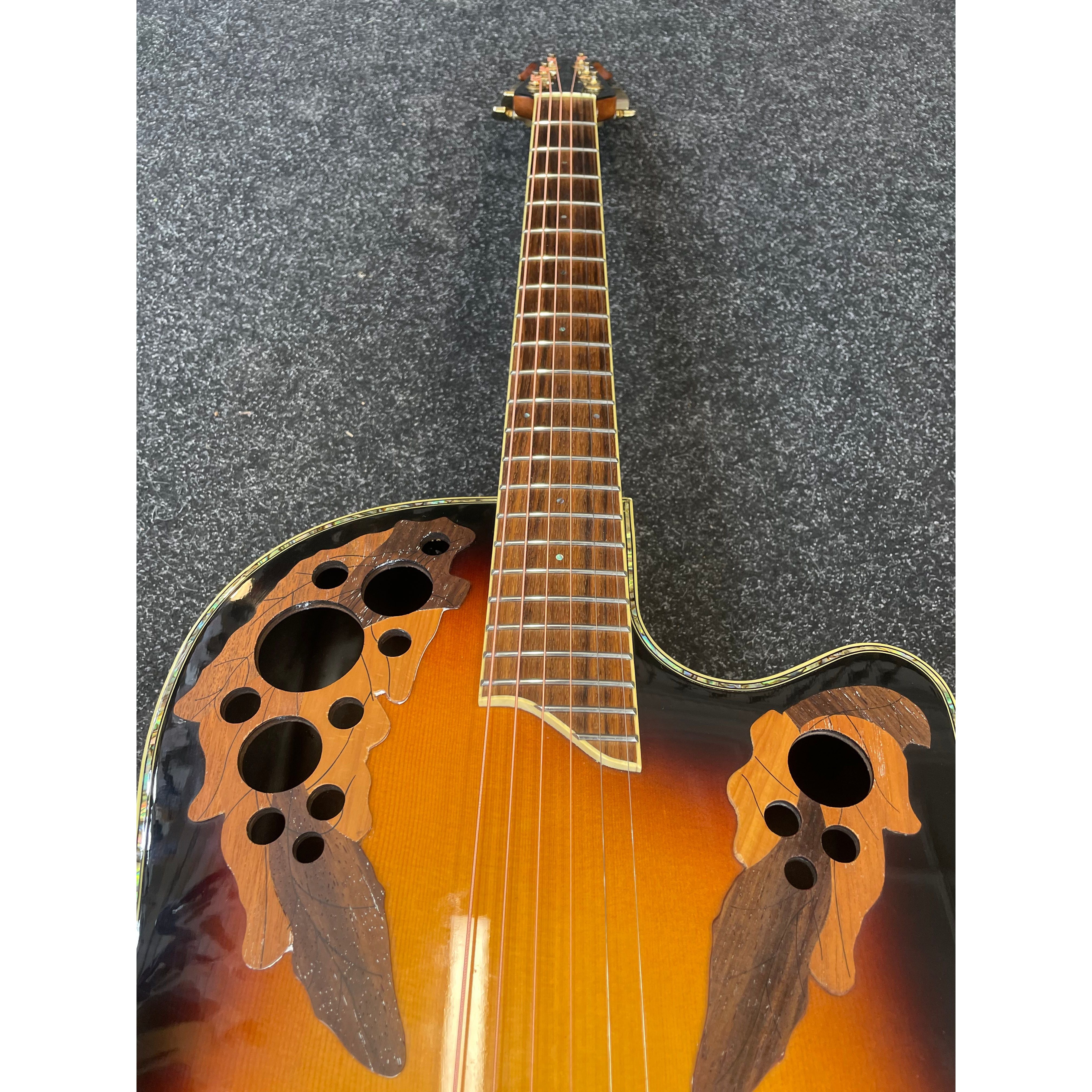 Ovation Celebrity Deluxe Electro Acoustic Guitar in Sunburst with Styrofoam Case Pre-Owned