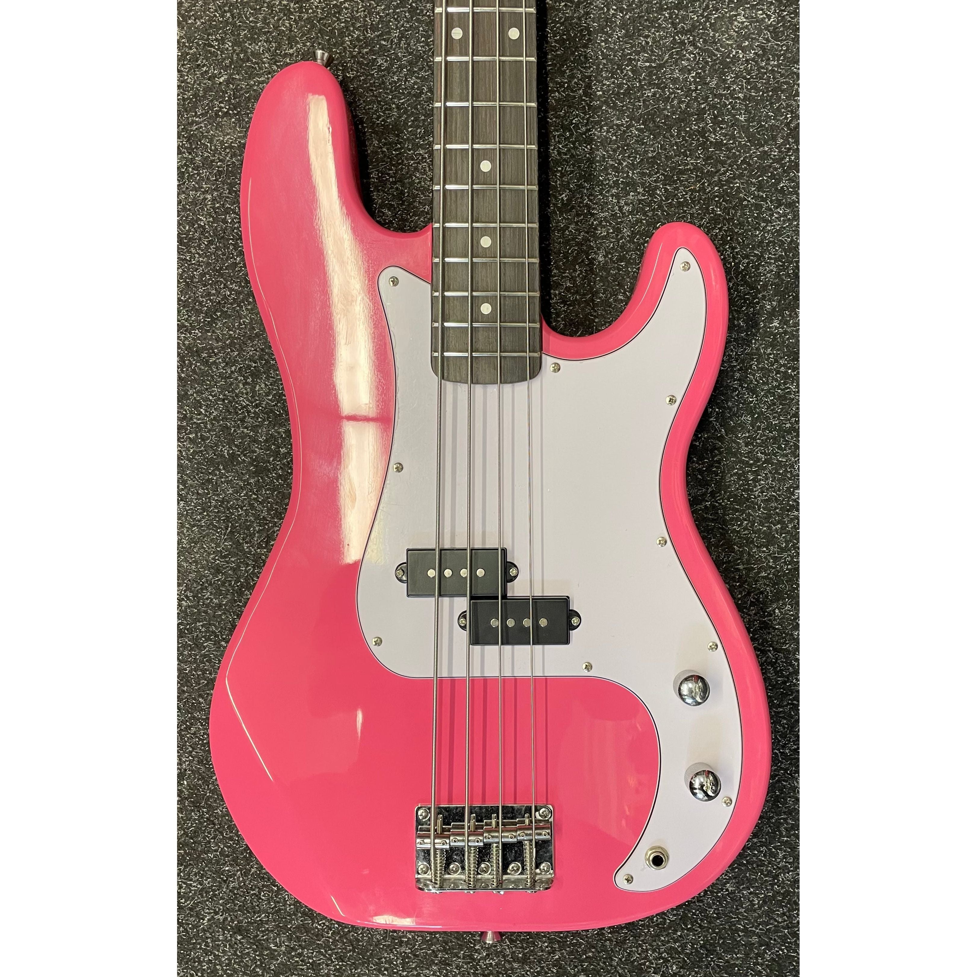 Gear4music LA Electric Bass Guitar P-Style in Gloss Pink Pre-Owned