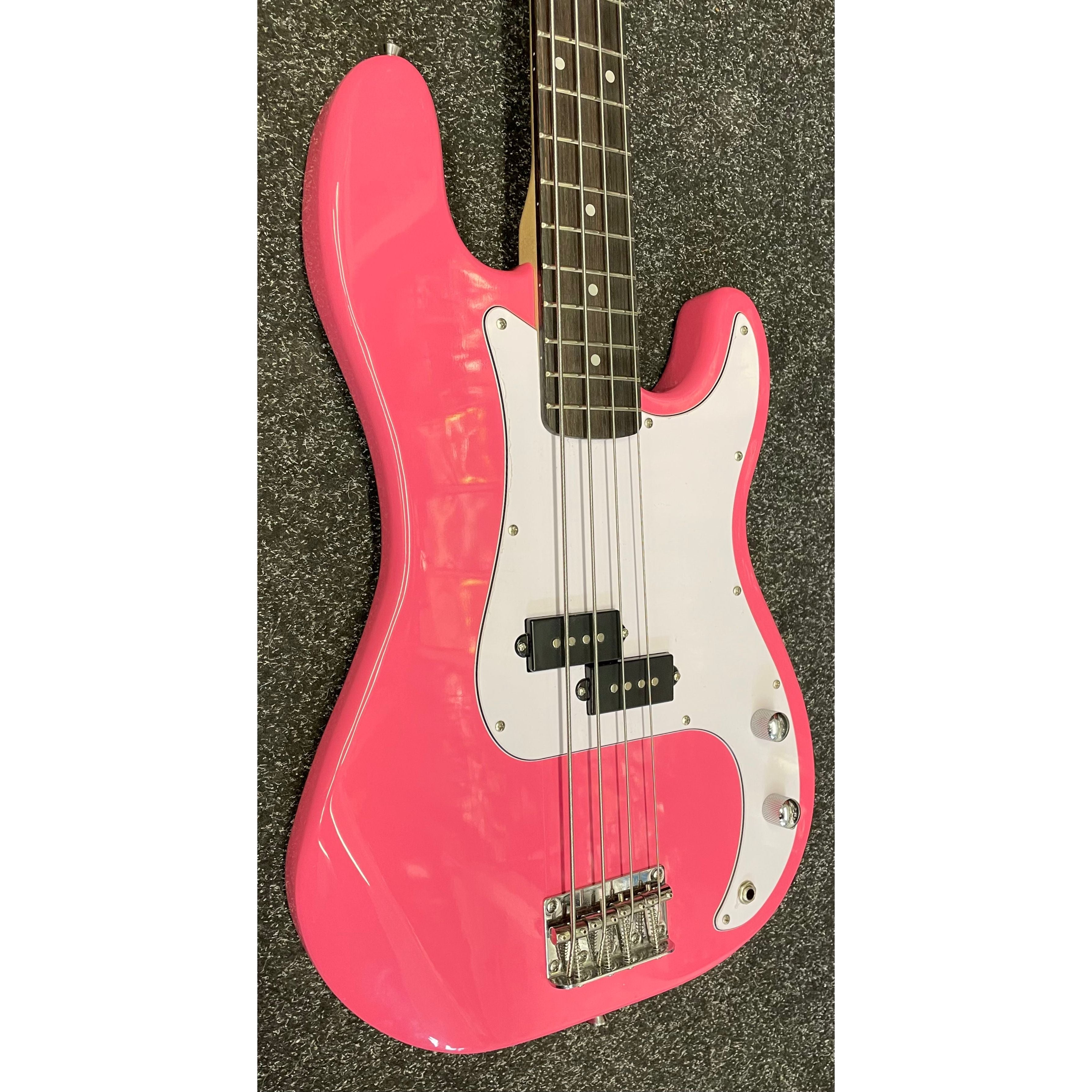 Gear4music LA Electric Bass Guitar P-Style in Gloss Pink Pre-Owned