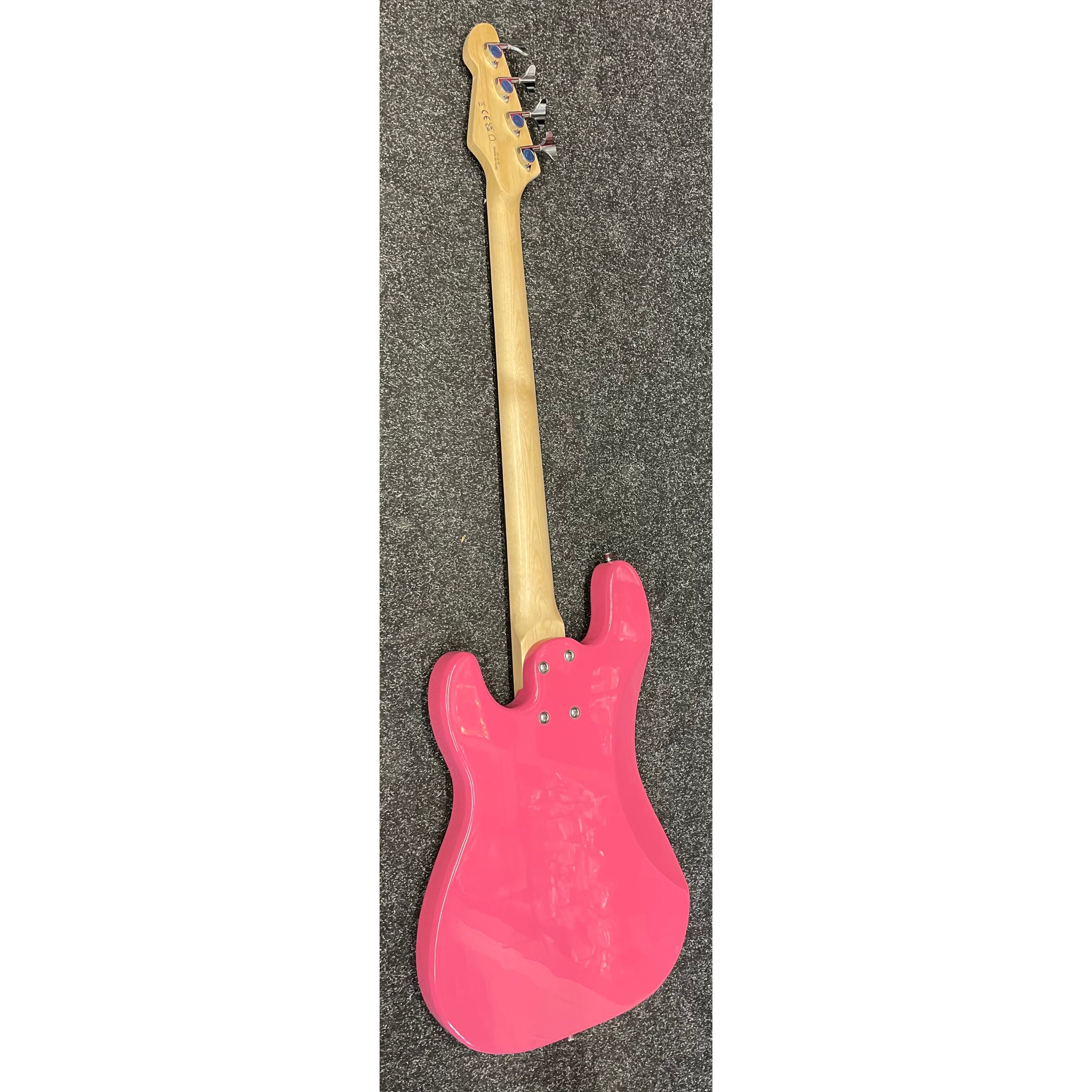 Gear4music LA Electric Bass Guitar P-Style in Gloss Pink Pre-Owned
