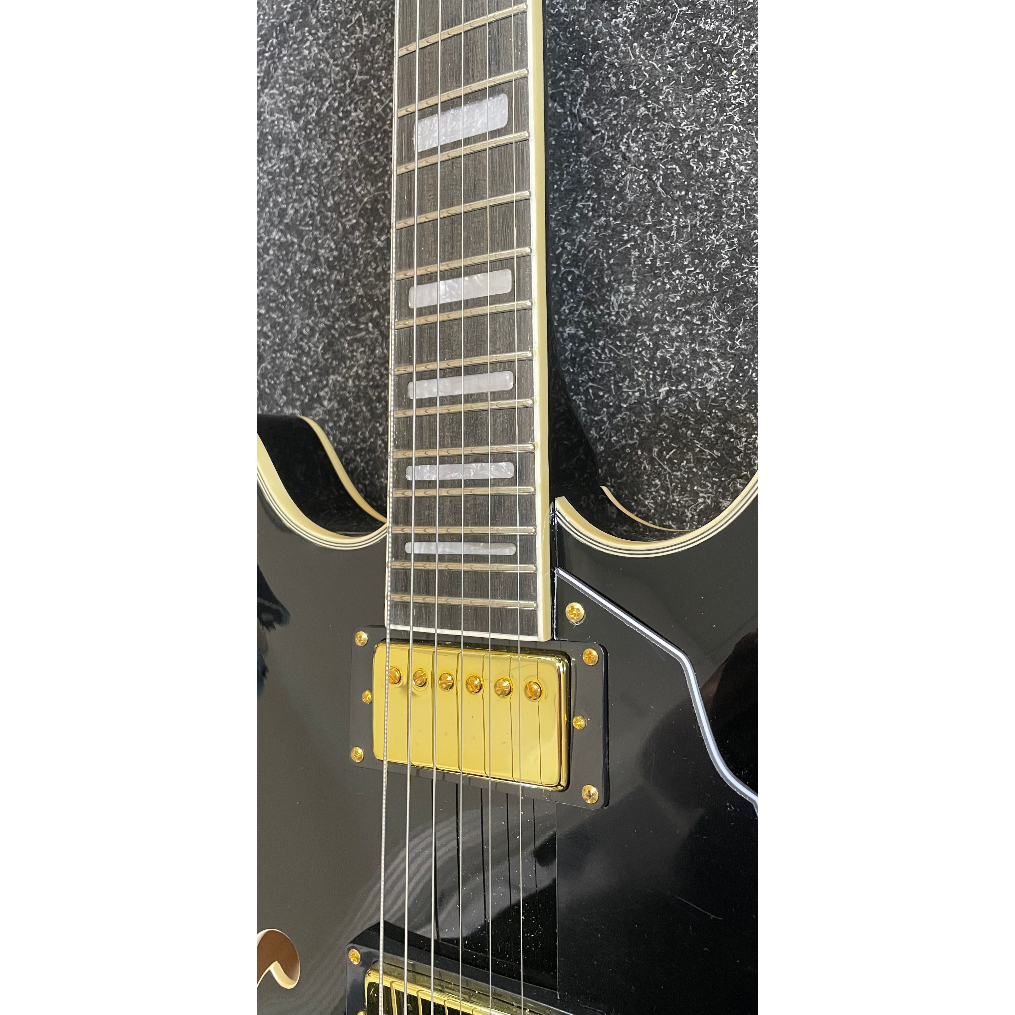 Gould Union Hollowbody ES-335 Style Electric Guitar in Gloss Black Pre-Owned