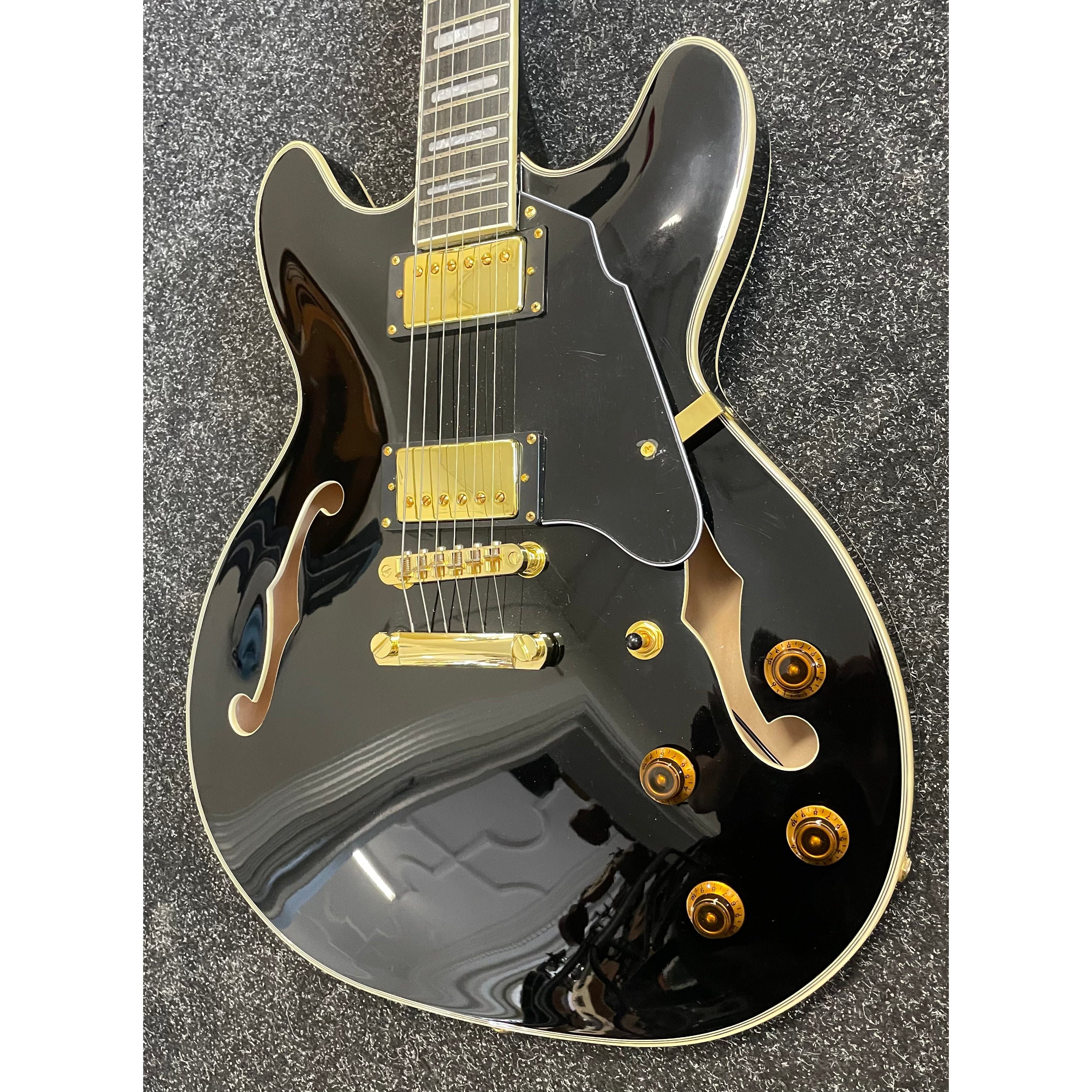 Gould Union Hollowbody ES-335 Style Electric Guitar in Gloss Black Pre-Owned