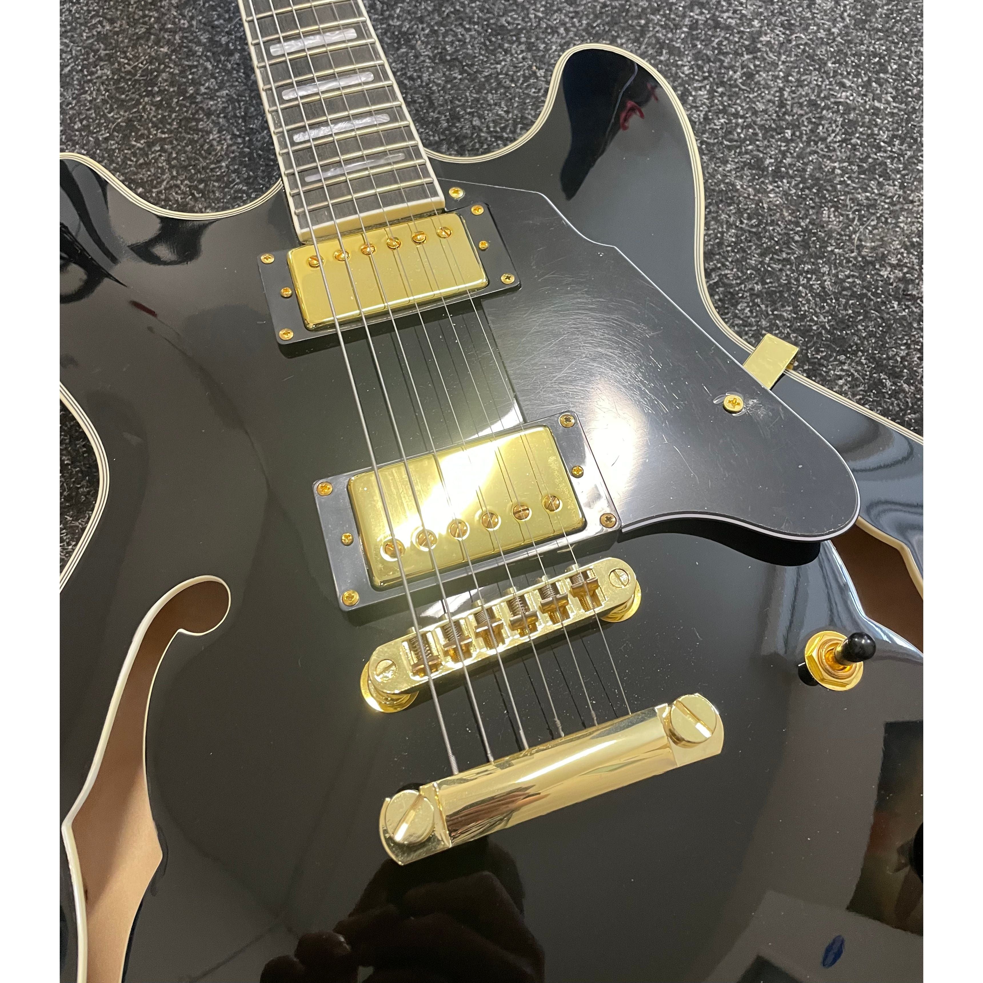 Gould Union Hollowbody ES-335 Style Electric Guitar in Gloss Black Pre-Owned
