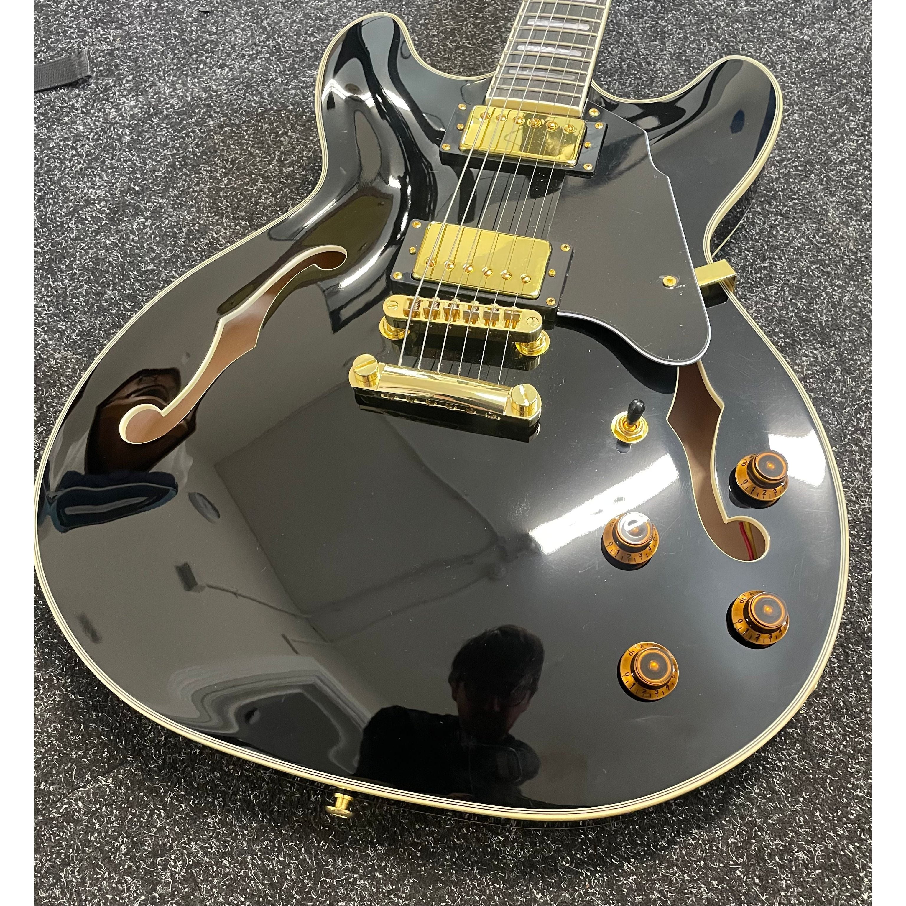 Gould Union Hollowbody ES-335 Style Electric Guitar in Gloss Black Pre-Owned