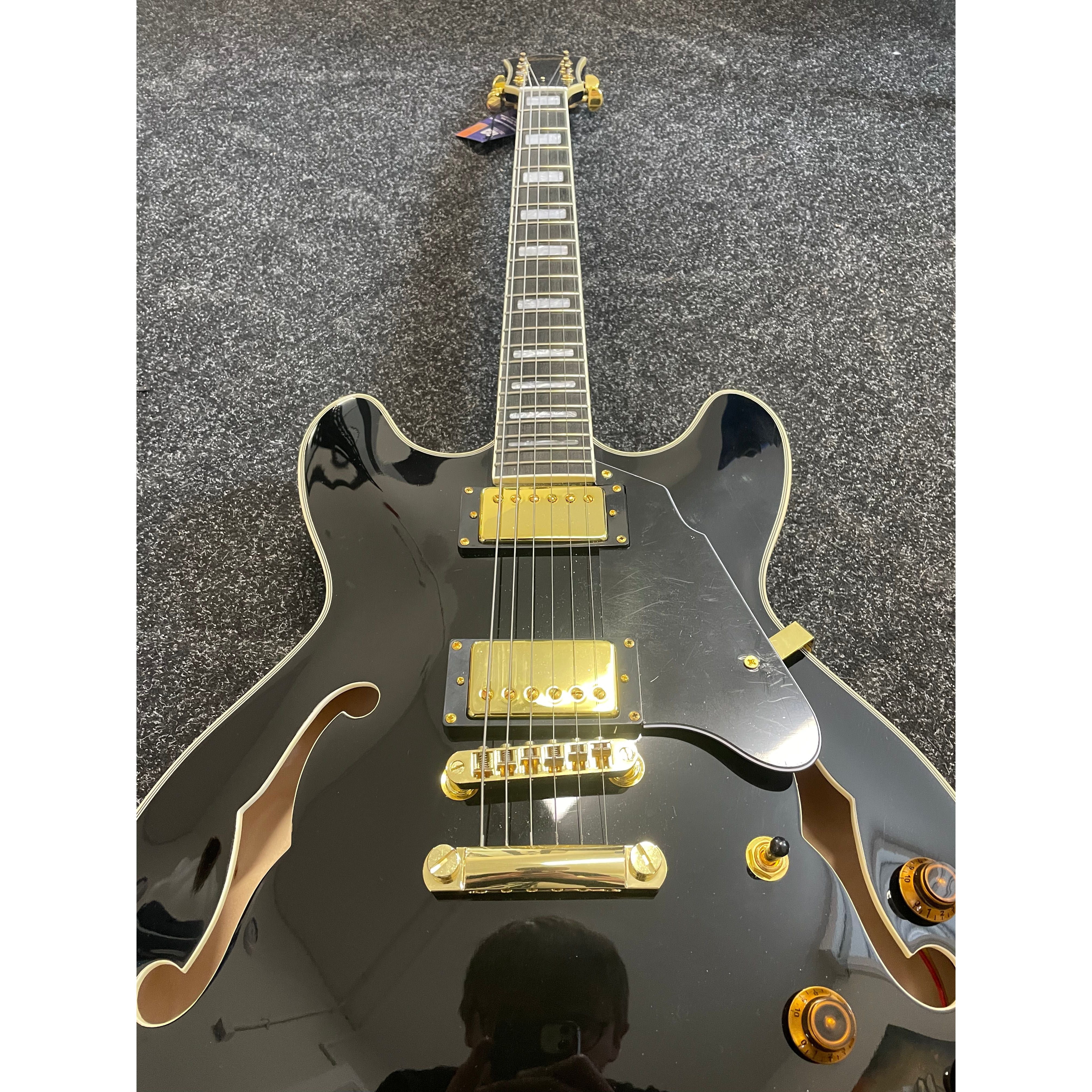 Gould Union Hollowbody ES-335 Style Electric Guitar in Gloss Black Pre-Owned
