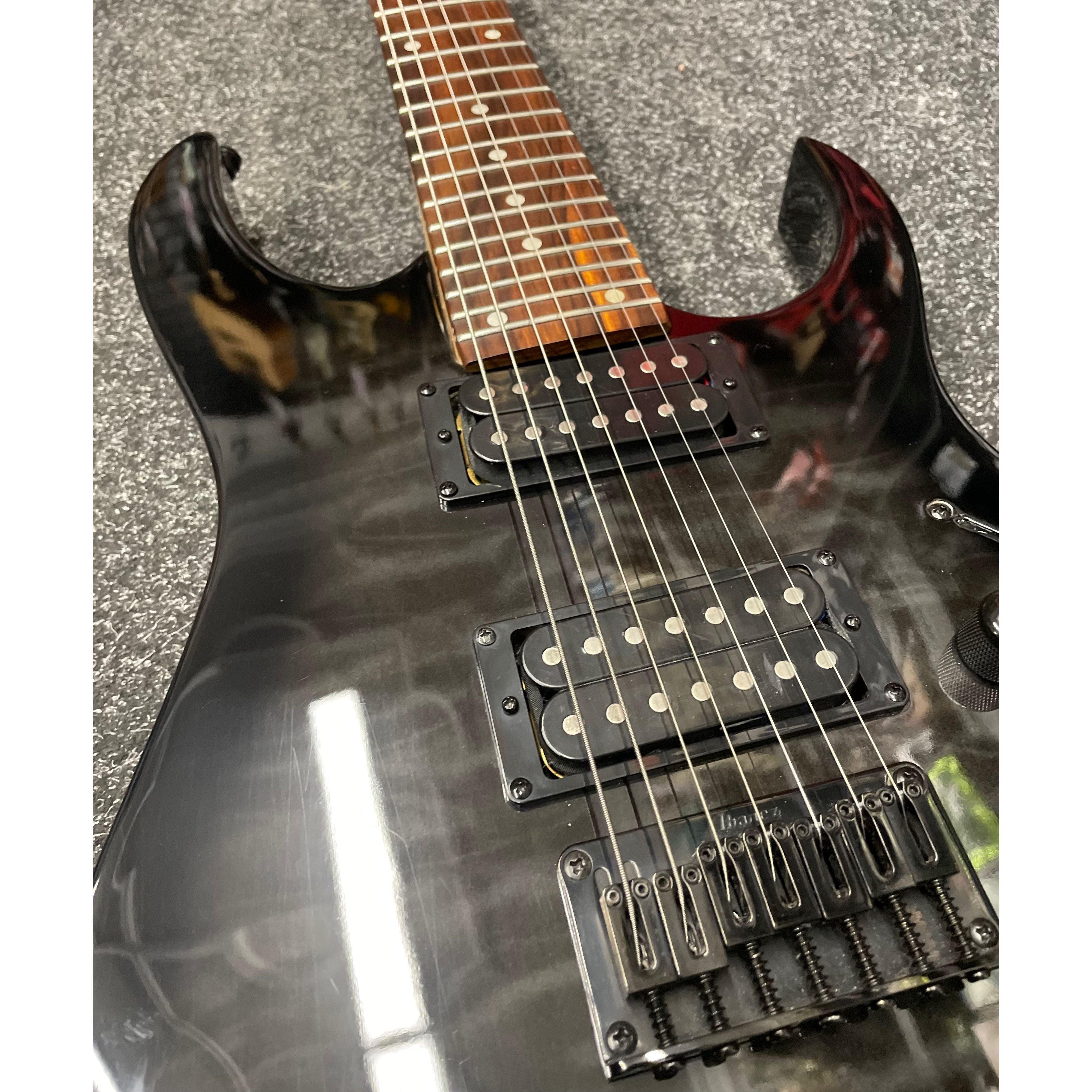Ibanez GRG7221QA GIO 7 String Electric Guitar HH in Transparent Black Sunburst Pre-Owned