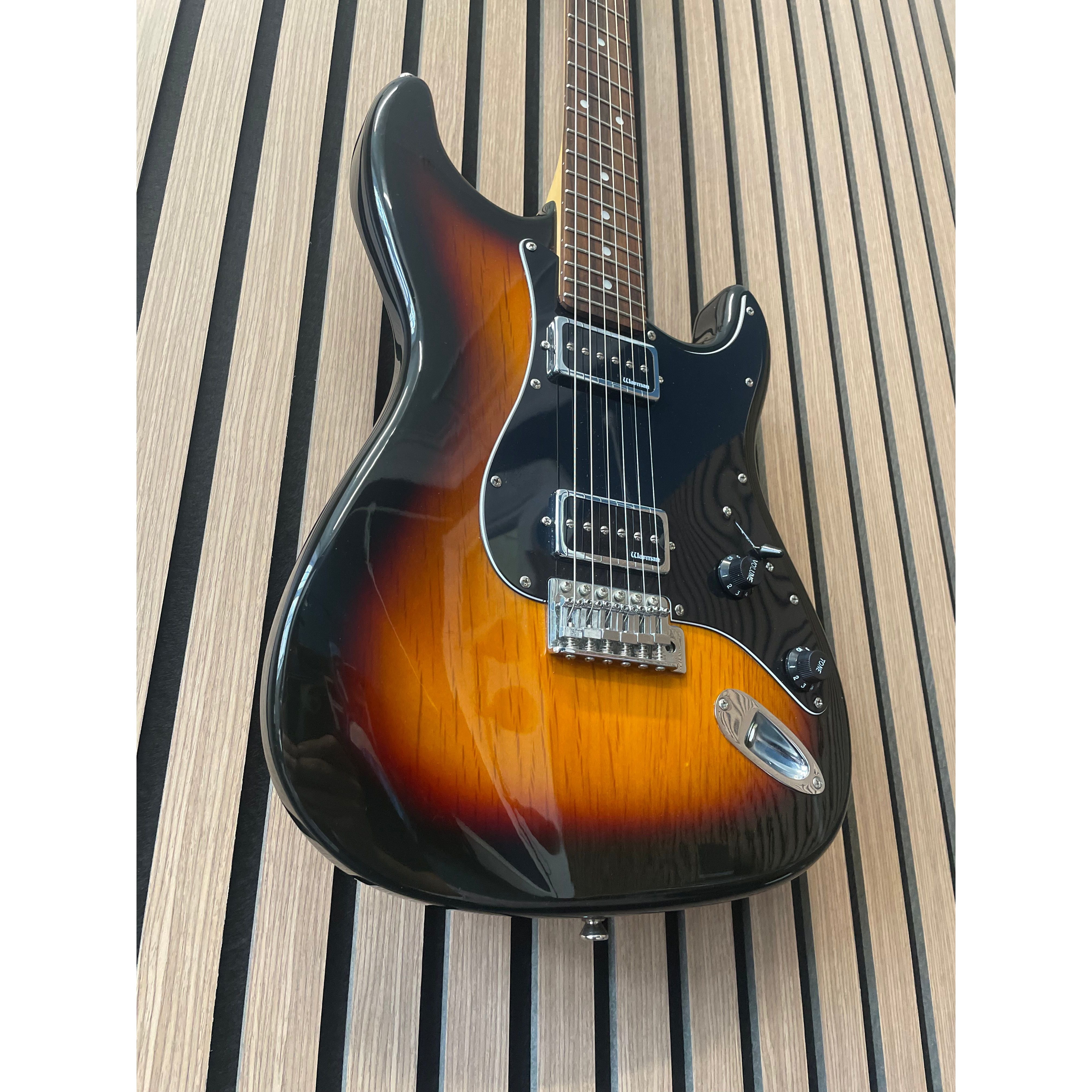Aria STG Series Strat-Style Electric Guitar Modified with Soap Bar Pickups in Sunburst with Gigbag Pre-Owned