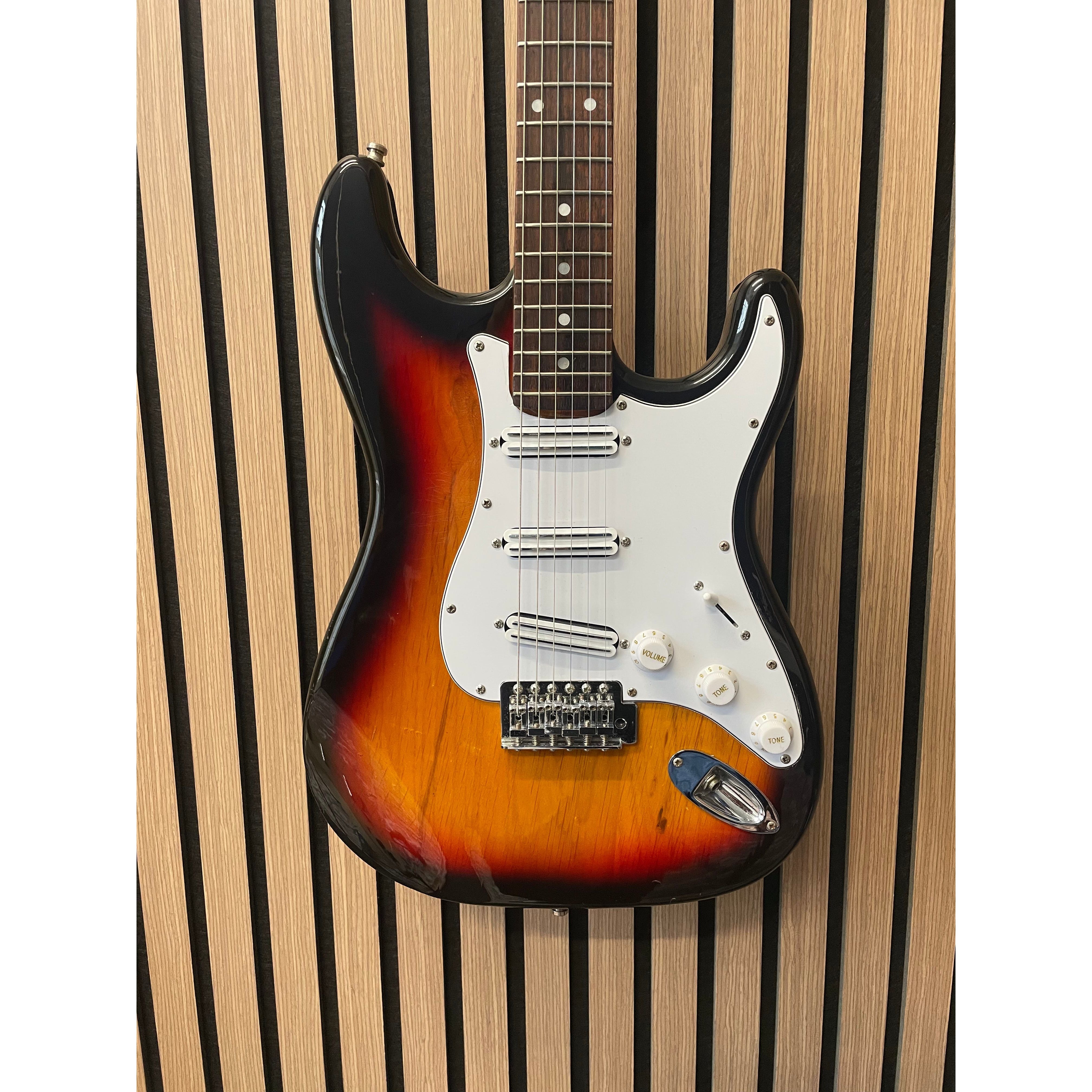 Aria STG Series Strat-Style Electric Guitar Modified with SSS Out-Of-Phase Pickups in Sunburst with Gigbag Pre-Owned