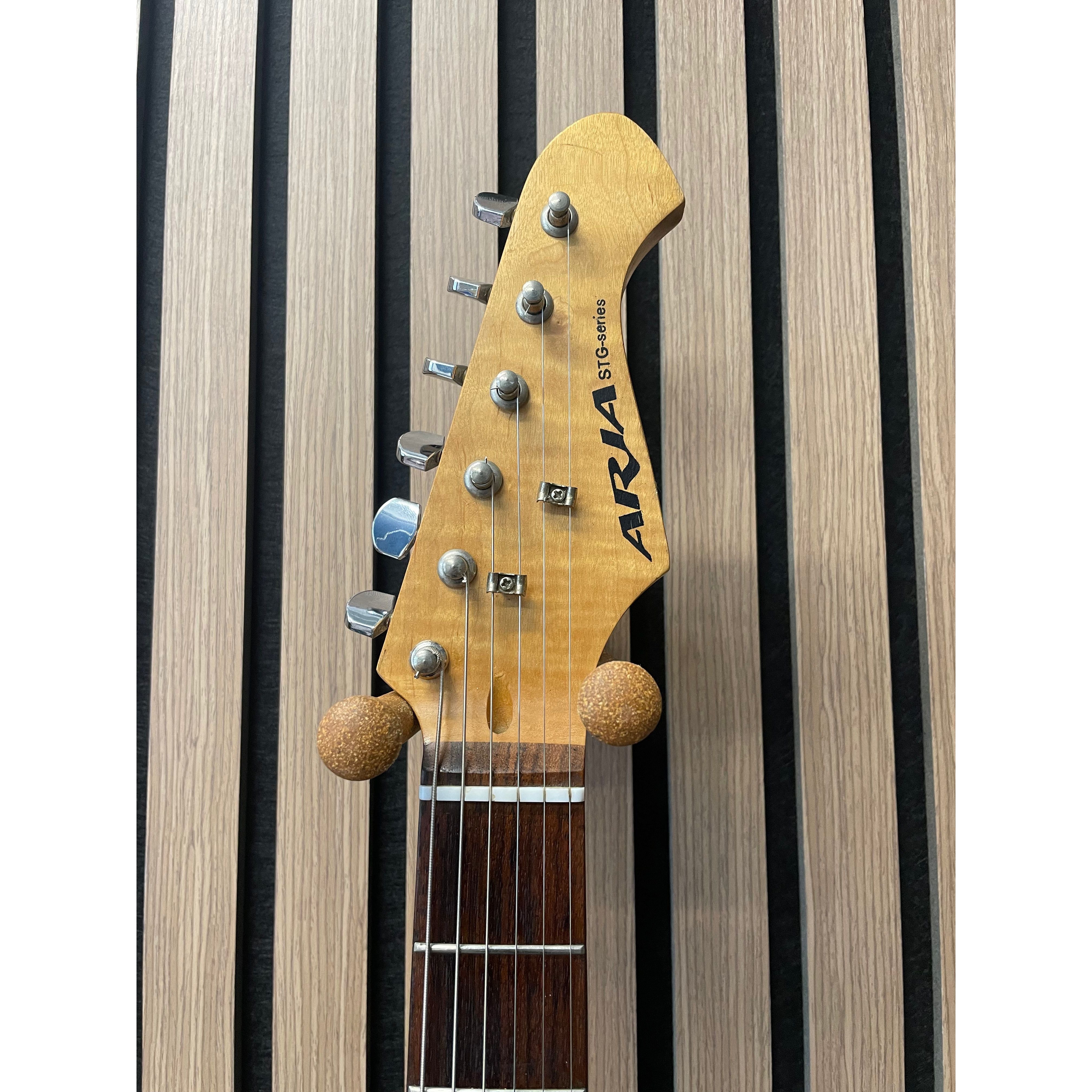 Aria STG Series Strat-Style Electric Guitar Modified with SSS Out-Of-Phase Pickups in Sunburst with Gigbag Pre-Owned