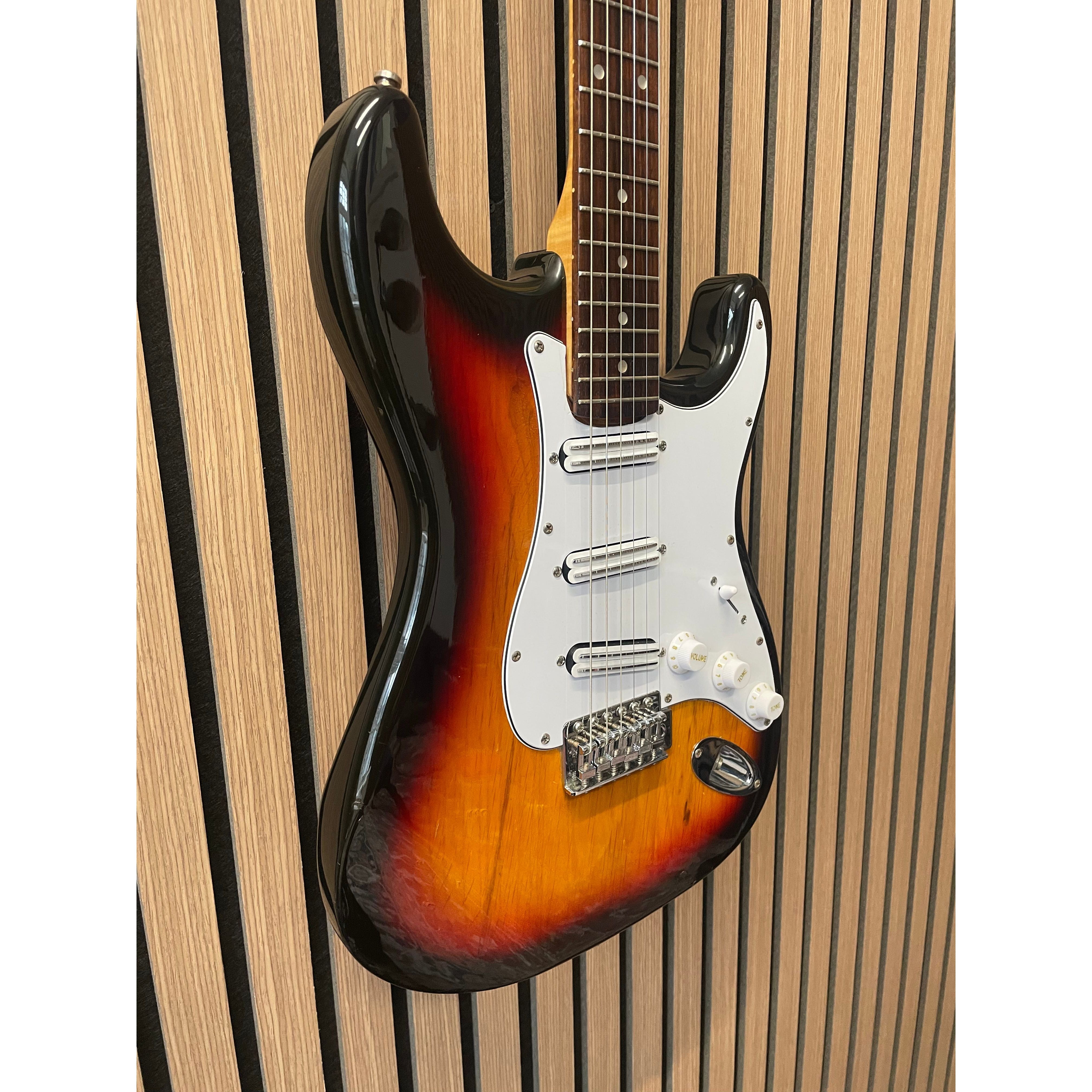 Aria STG Series Strat-Style Electric Guitar Modified with SSS Out-Of-Phase Pickups in Sunburst with Gigbag Pre-Owned