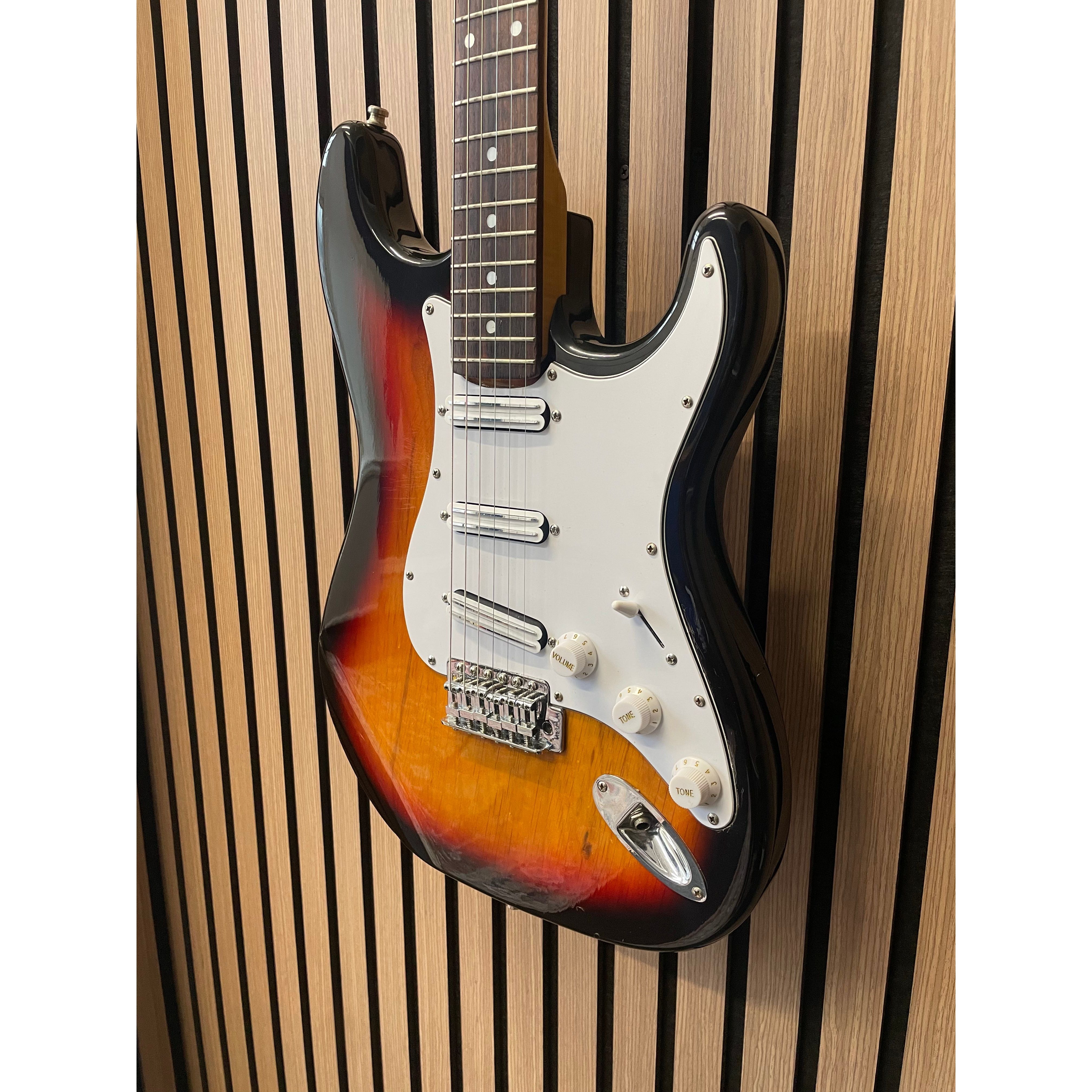 Aria STG Series Strat-Style Electric Guitar Modified with SSS Out-Of-Phase Pickups in Sunburst with Gigbag Pre-Owned