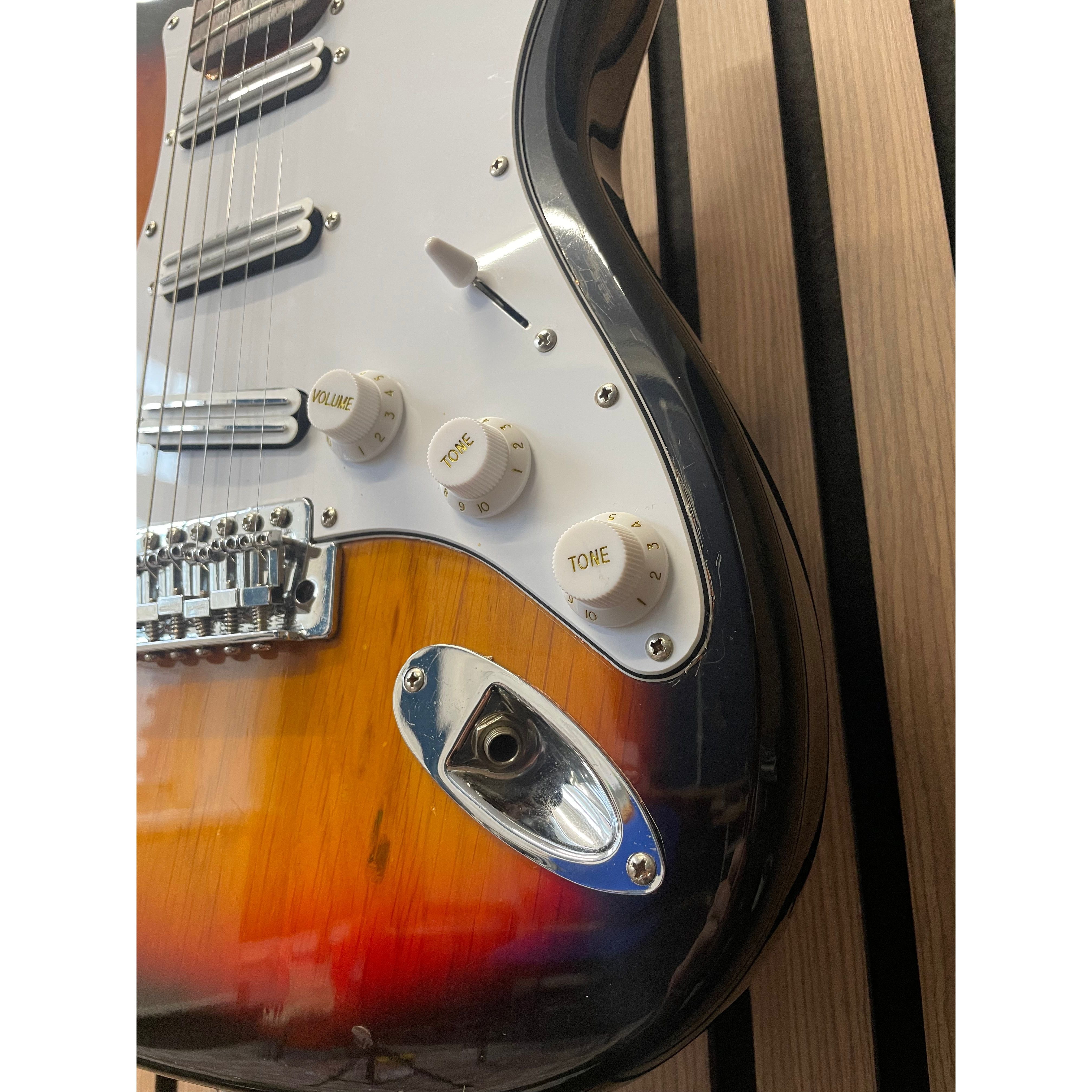 Aria STG Series Strat-Style Electric Guitar Modified with SSS Out-Of-Phase Pickups in Sunburst with Gigbag Pre-Owned