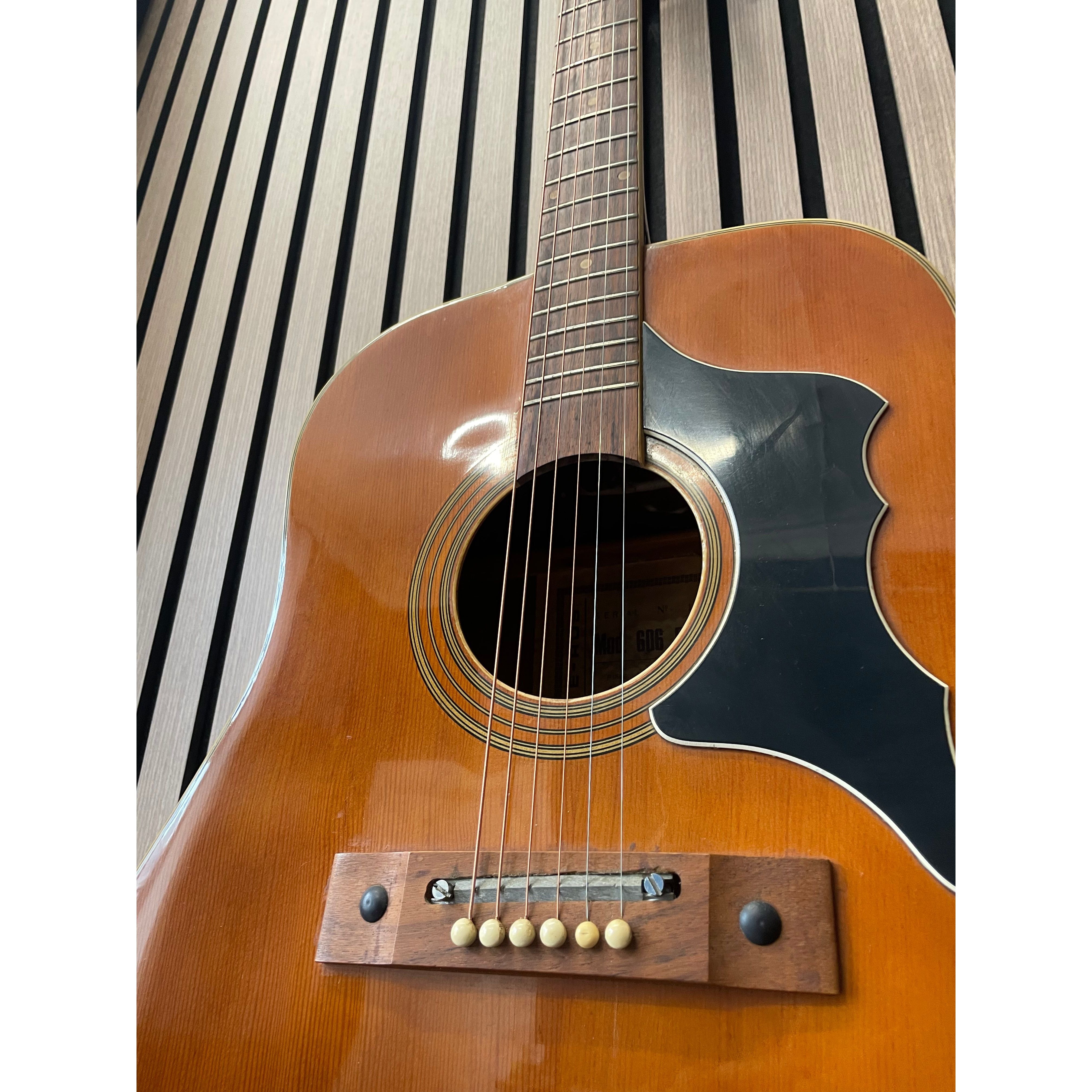 E-ROS Mod.606 Dakota Dreadnought Sized Acoustic Guitar Eko Copy 1970's with Carry Case Pre-Owned