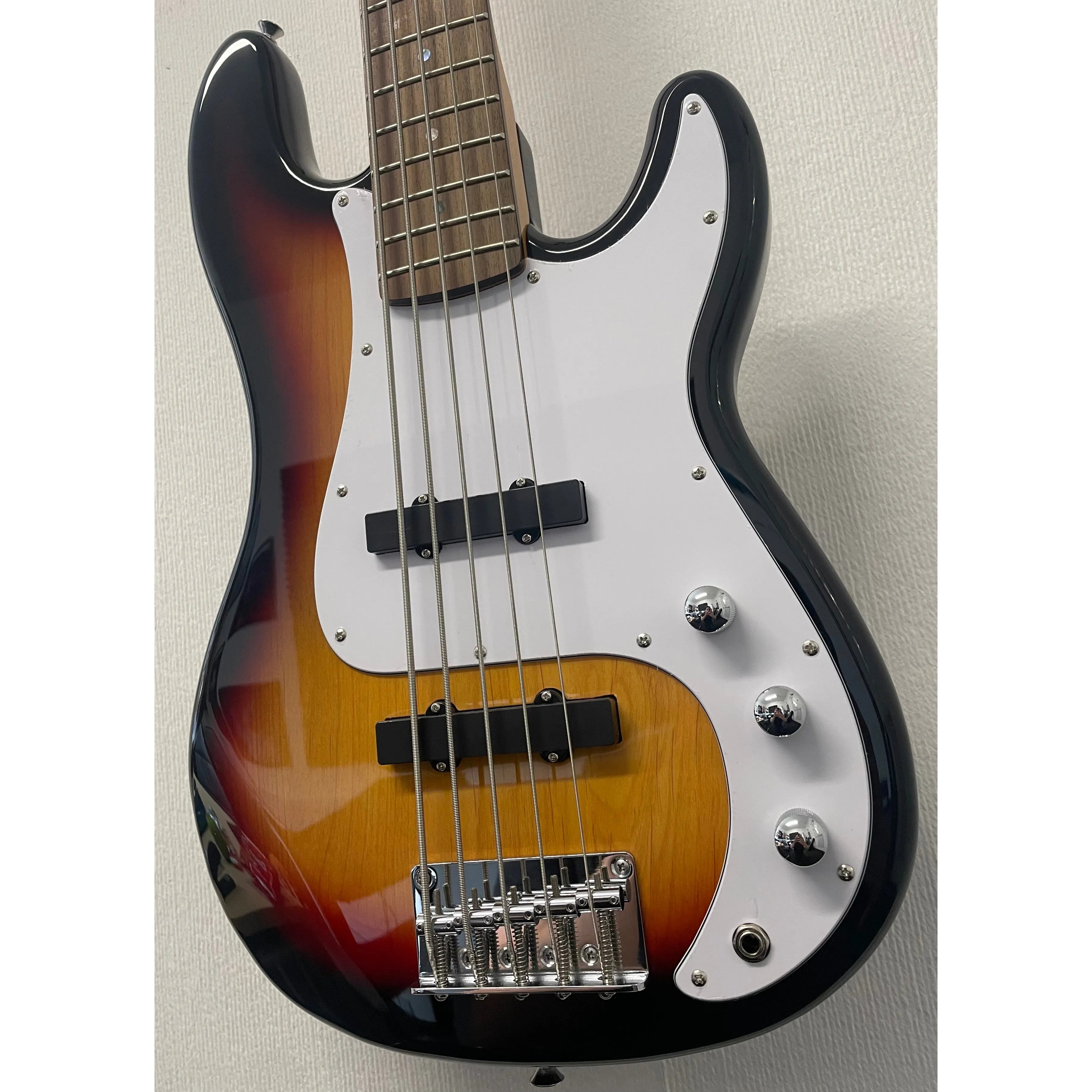 SX 5 String Bass Guitar PB Style 3 Tone Sunburst with Gigbag