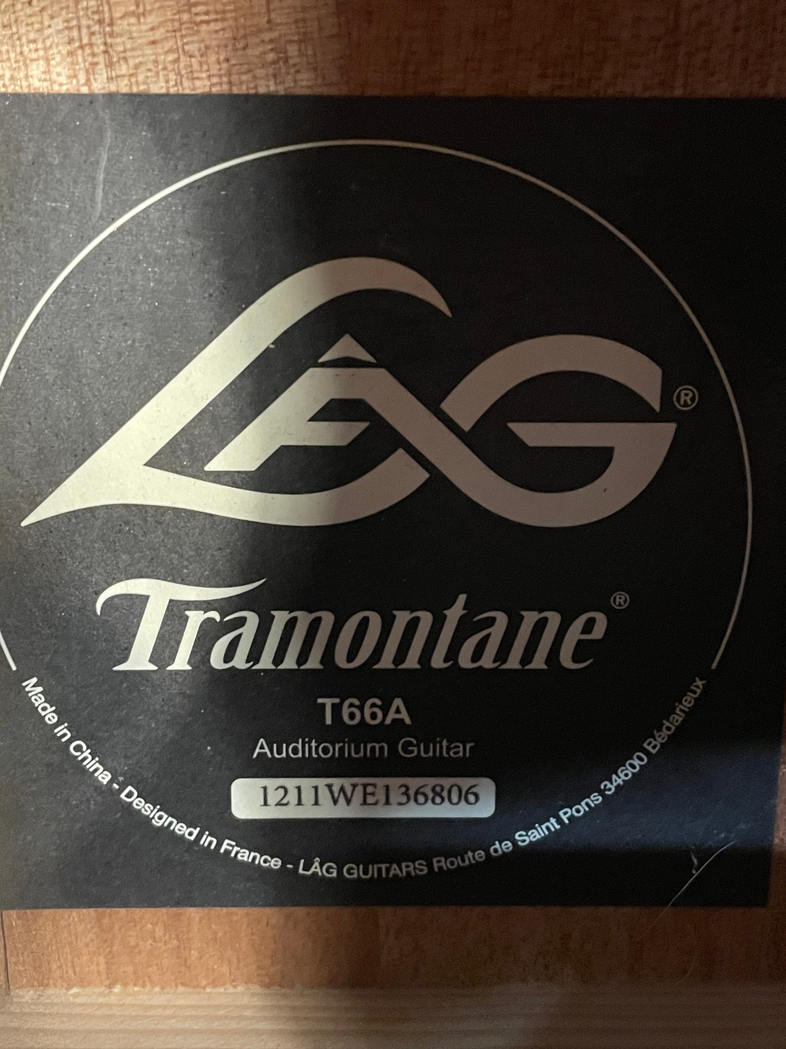 Lag Tramontane T66A Auditorium Acoustic Guitar in Natural Gloss Pre-Owned