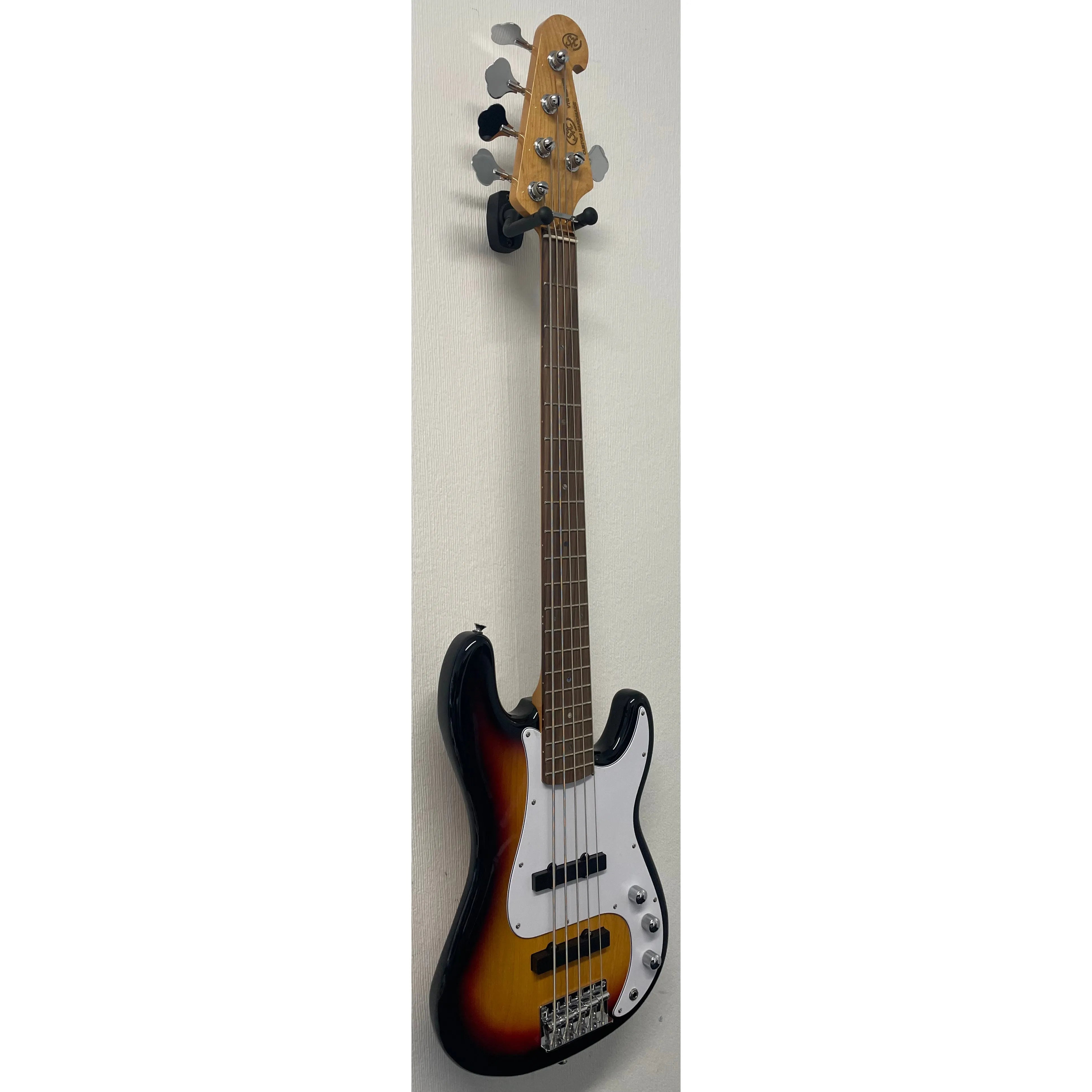 SX 5 String Bass Guitar PB Style 3 Tone Sunburst with Gigbag