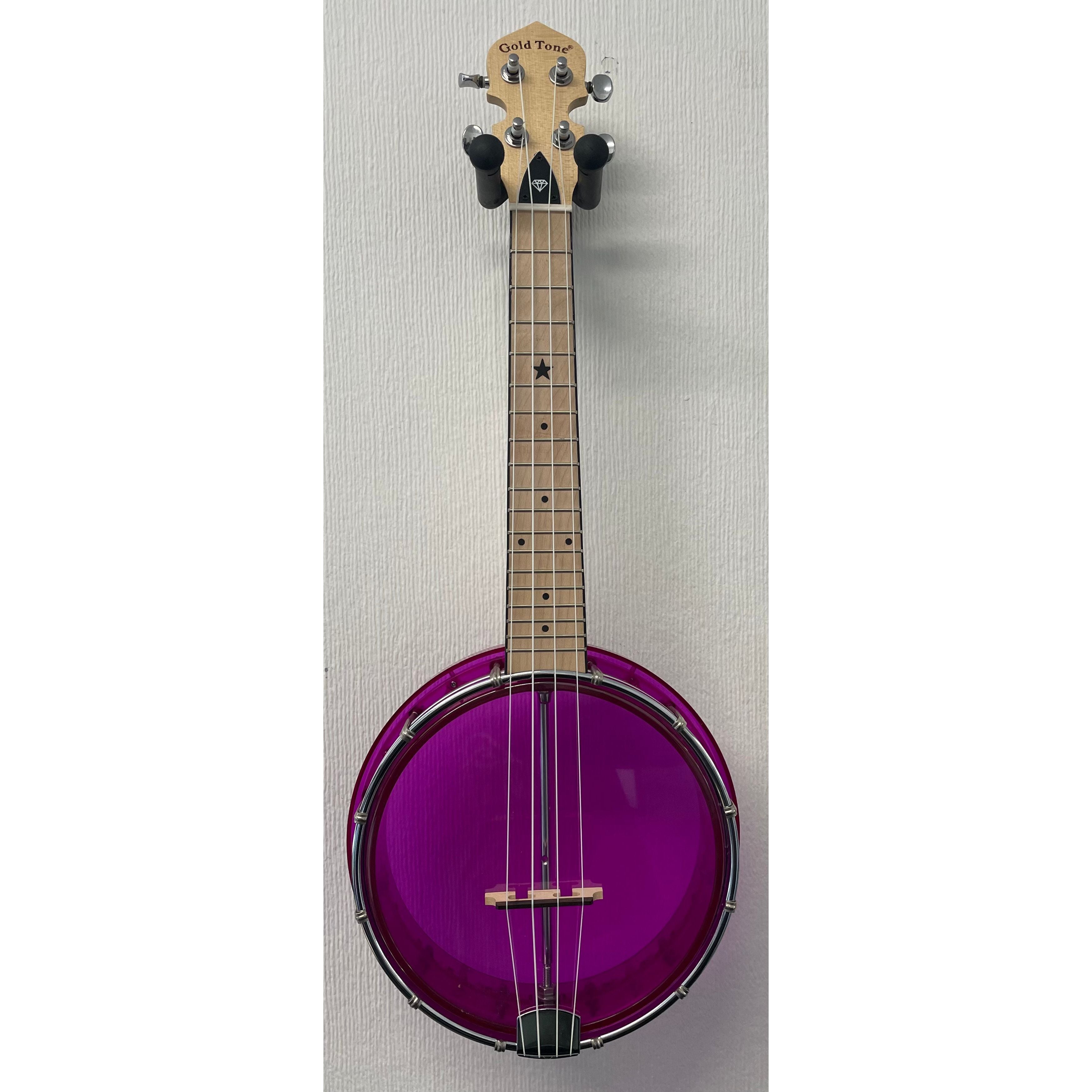 Gold Tone Gem Banjolele in Pink Pre-Owned