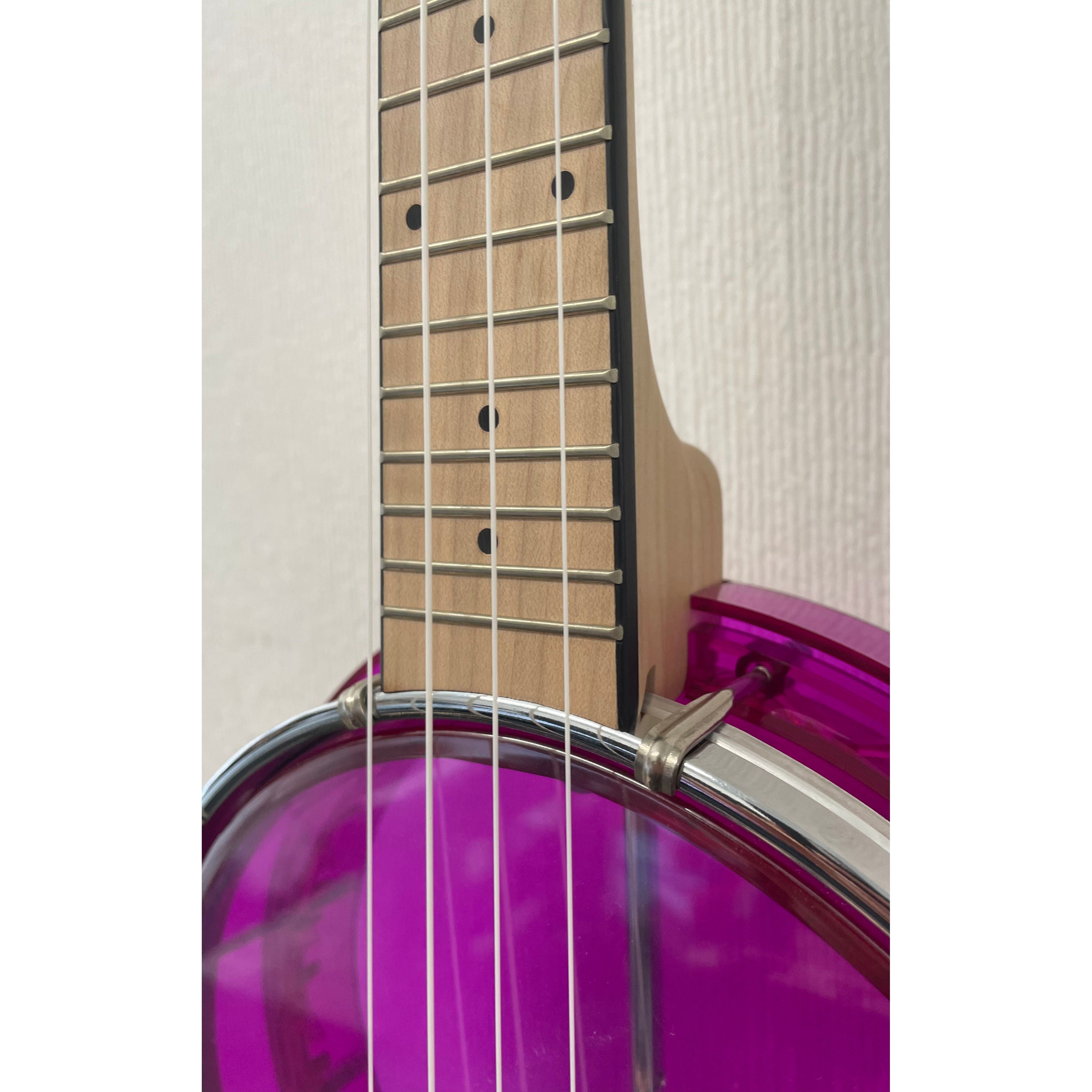 Gold Tone Gem Banjolele in Pink Pre-Owned