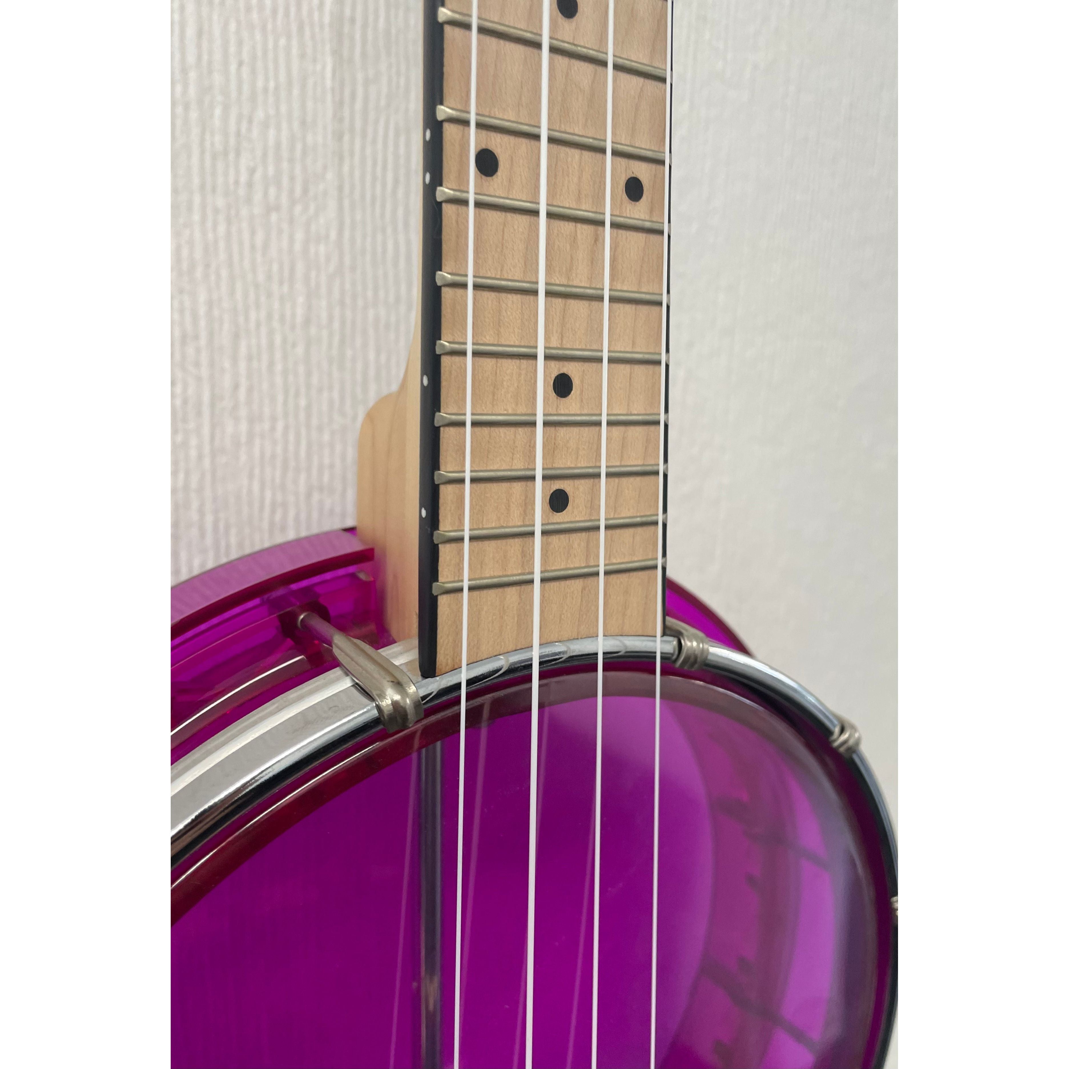 Gold Tone Gem Banjolele in Pink Pre-Owned