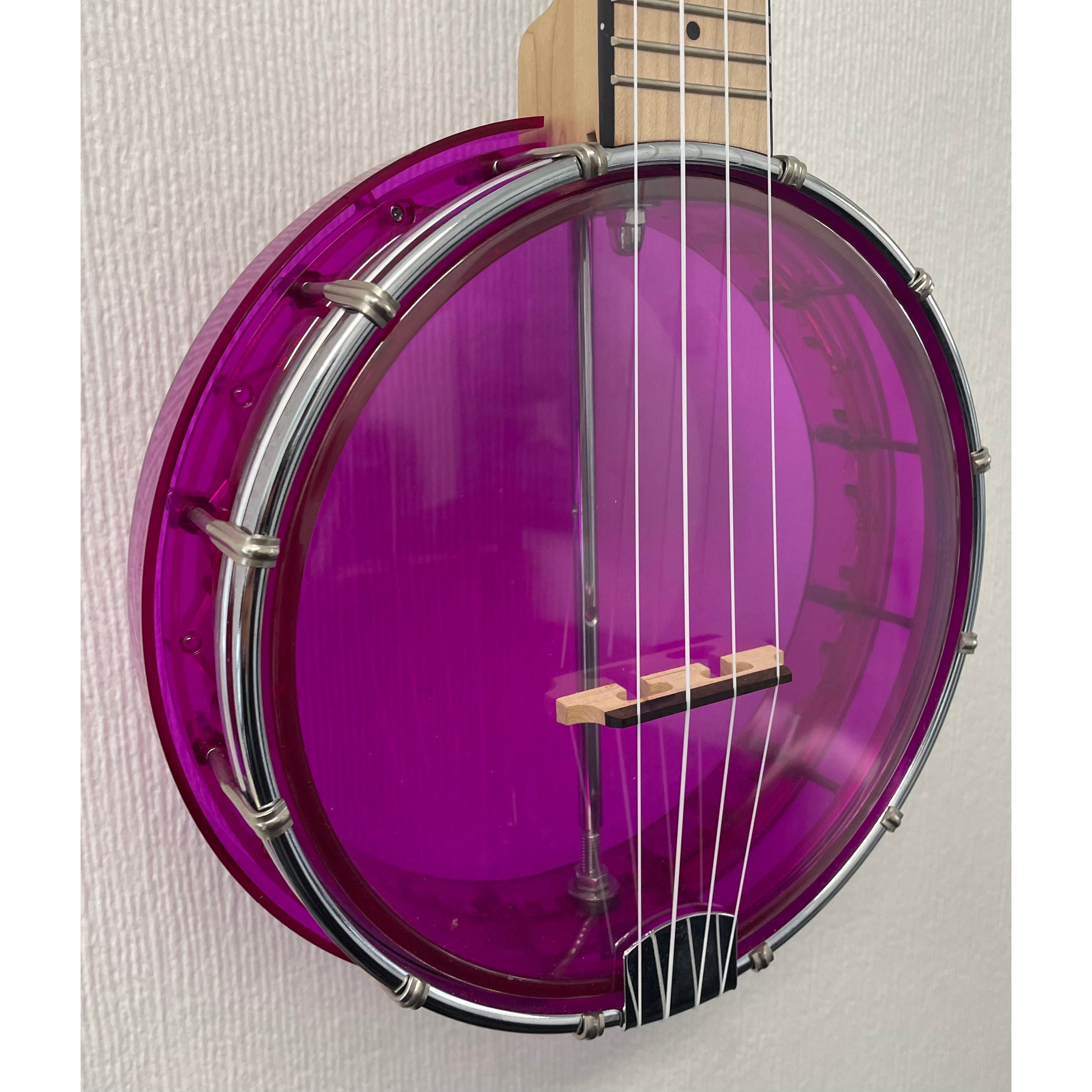 Gold Tone Gem Banjolele in Pink Pre-Owned