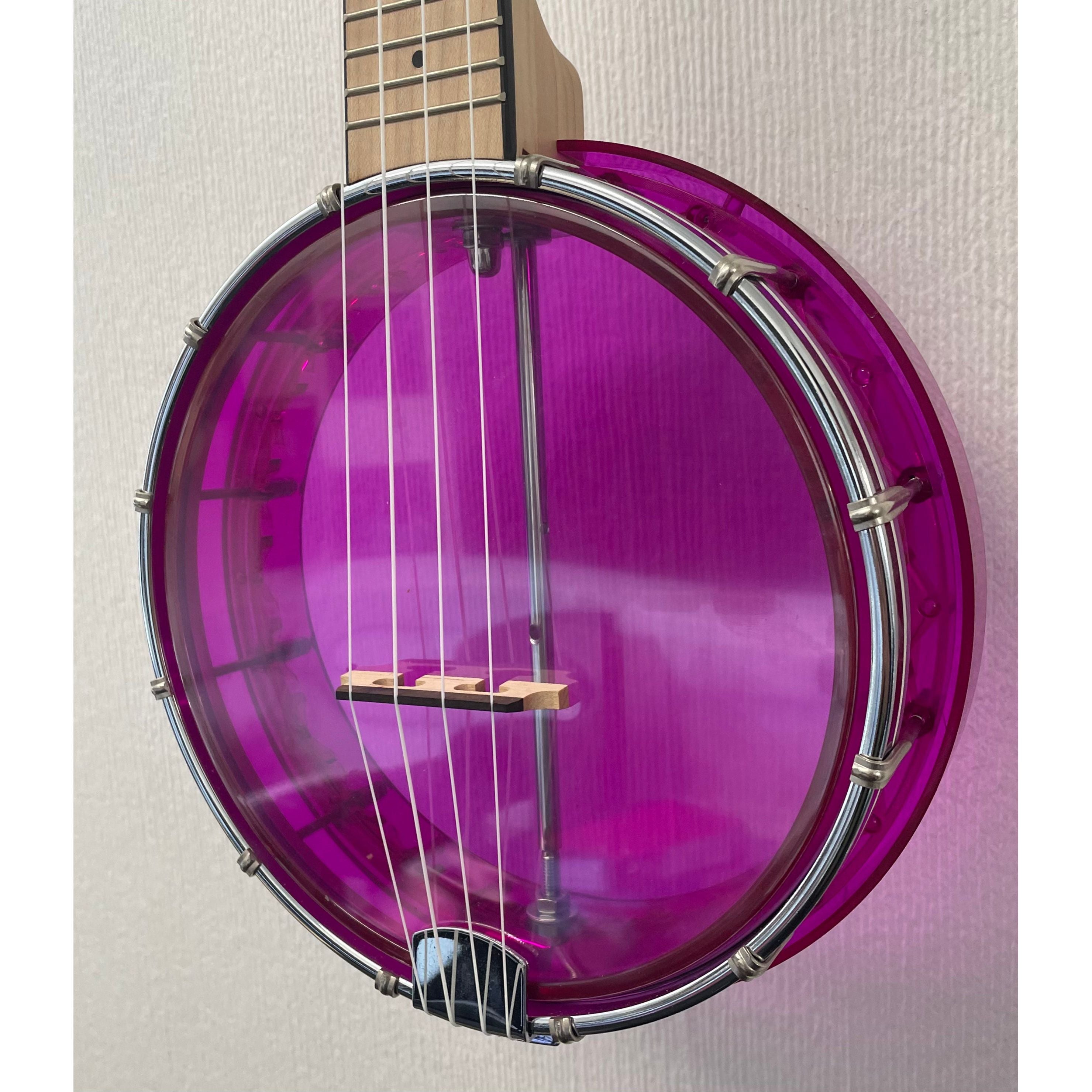 Gold Tone Gem Banjolele in Pink Pre-Owned