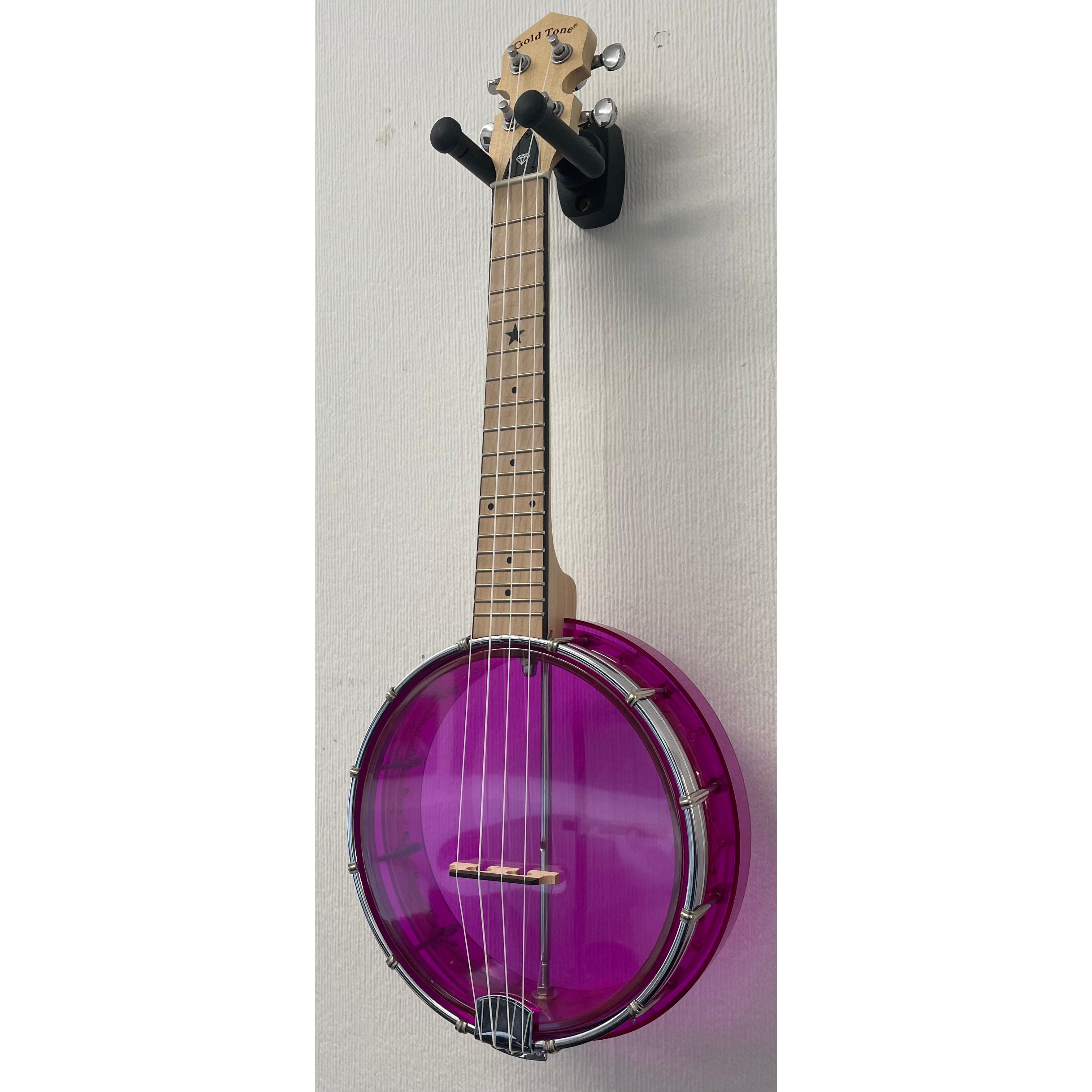 Gold Tone Gem Banjolele in Pink Pre-Owned