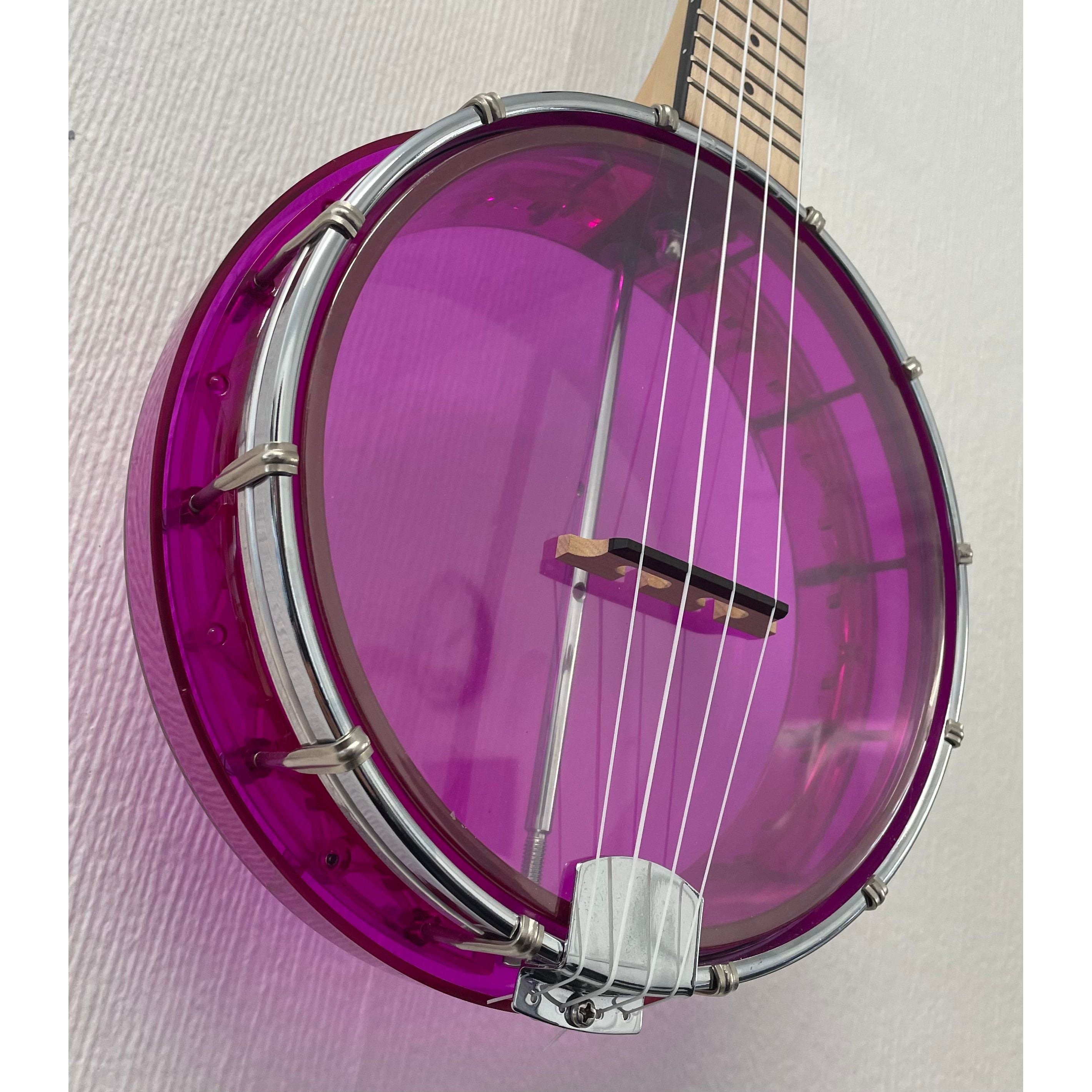 Gold Tone Gem Banjolele in Pink Pre-Owned
